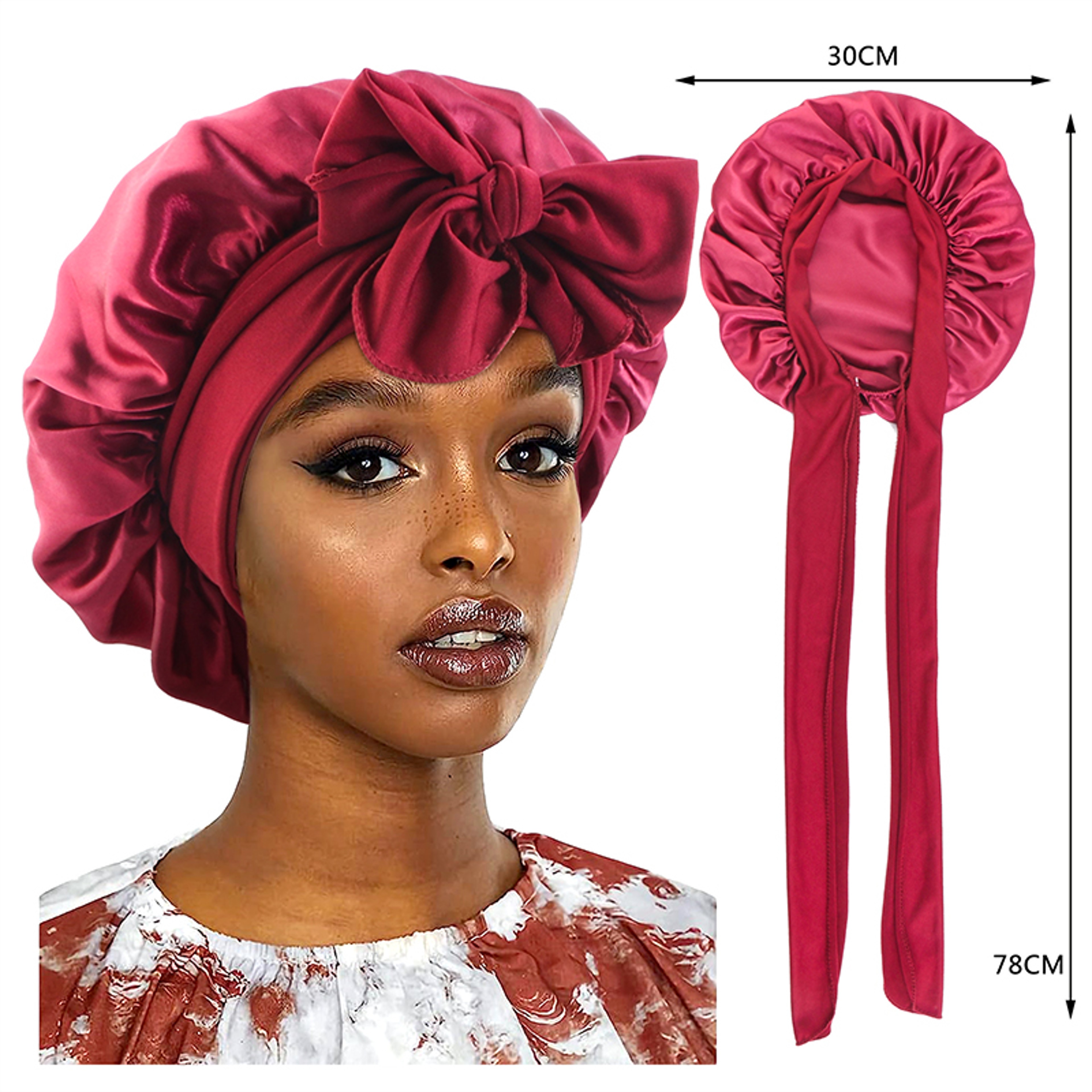 Silk Bonnet For Sleeping With Wide Band Stretch Satin Sleep Cap For Hair Protection 7
