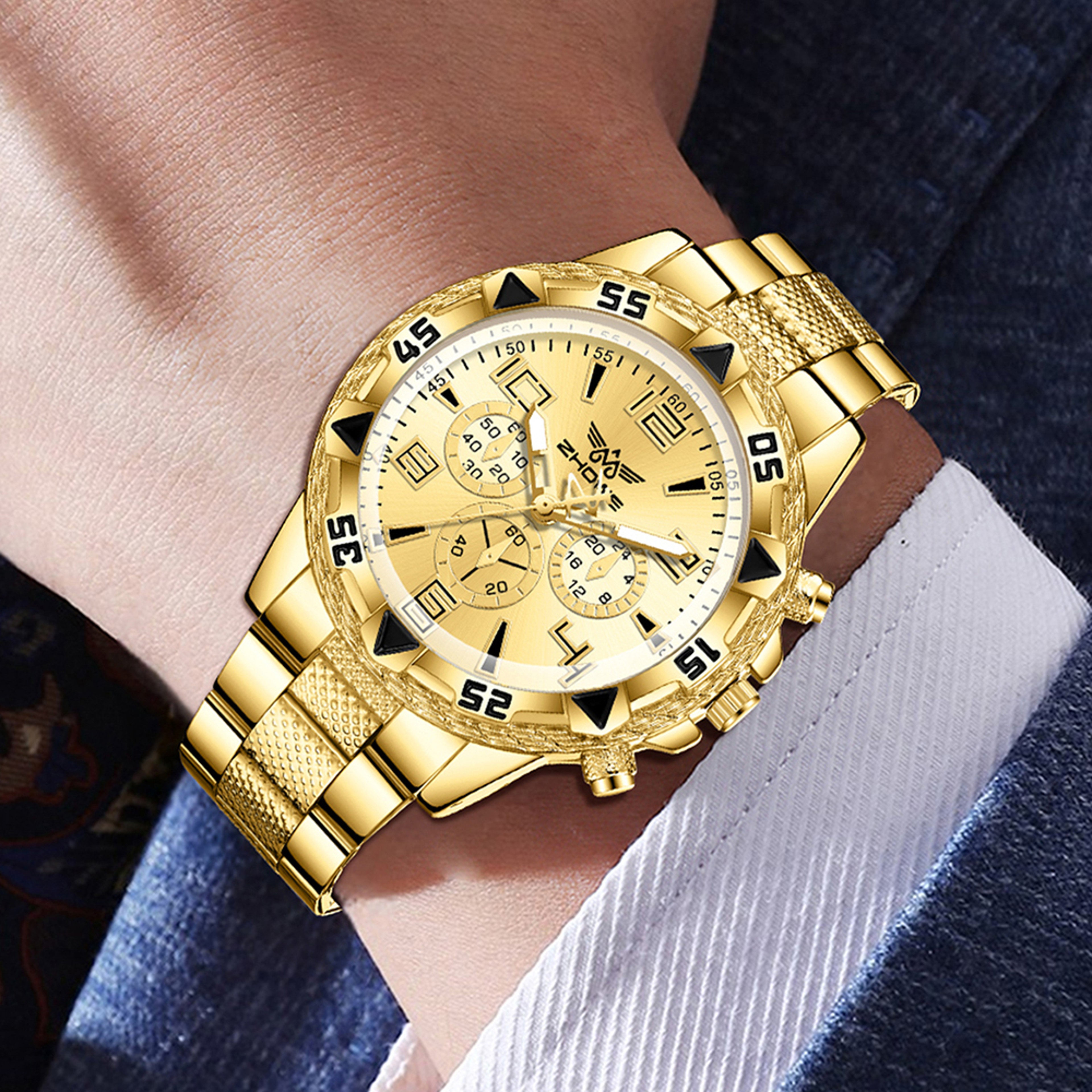 Mens Fashion Quartz Watch Set with Digital Scale Dial Perfect for Daily Wear – view 2