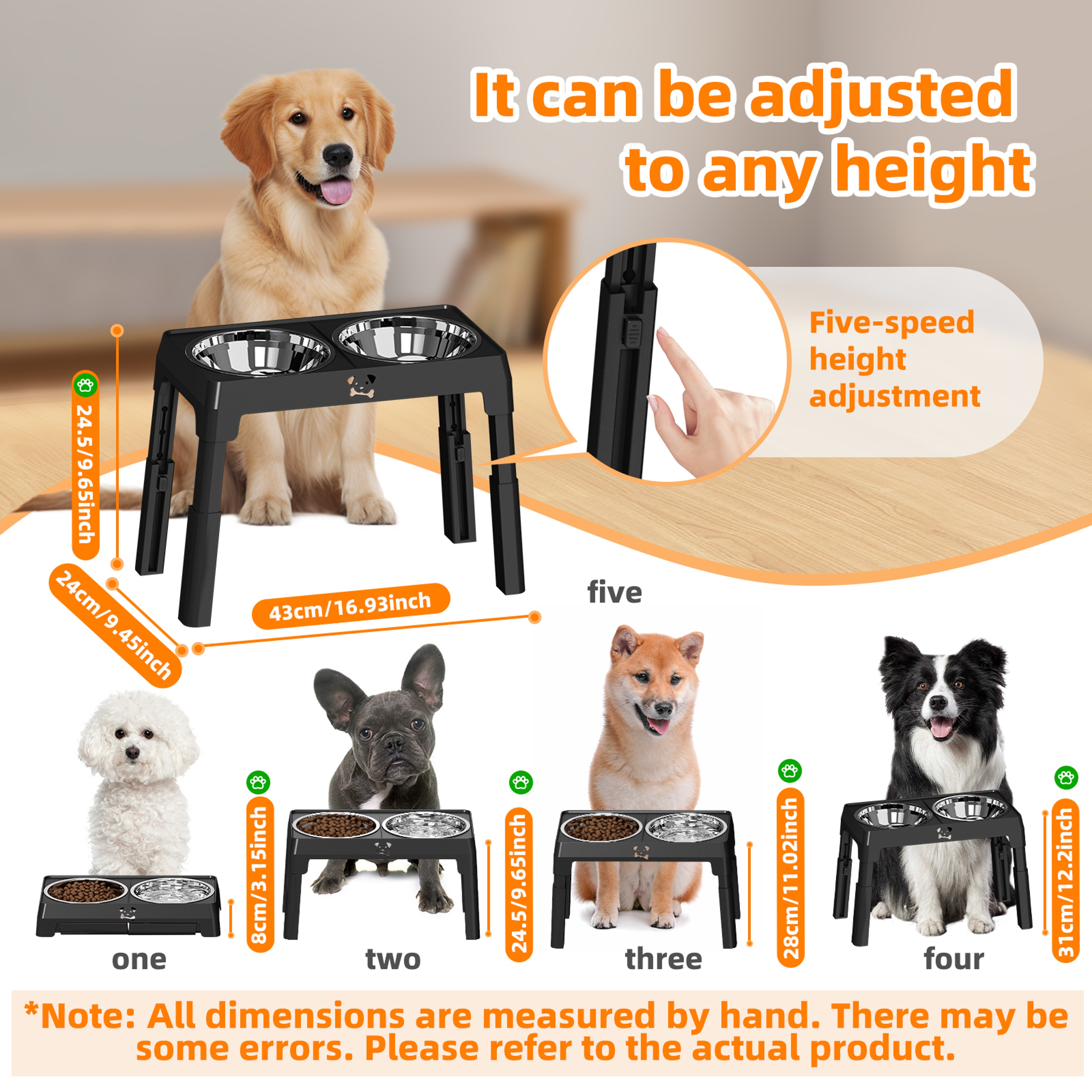 Elevated NonSlip Dog Bowls With Foldable Stand  Stainless Steel Bowls 5