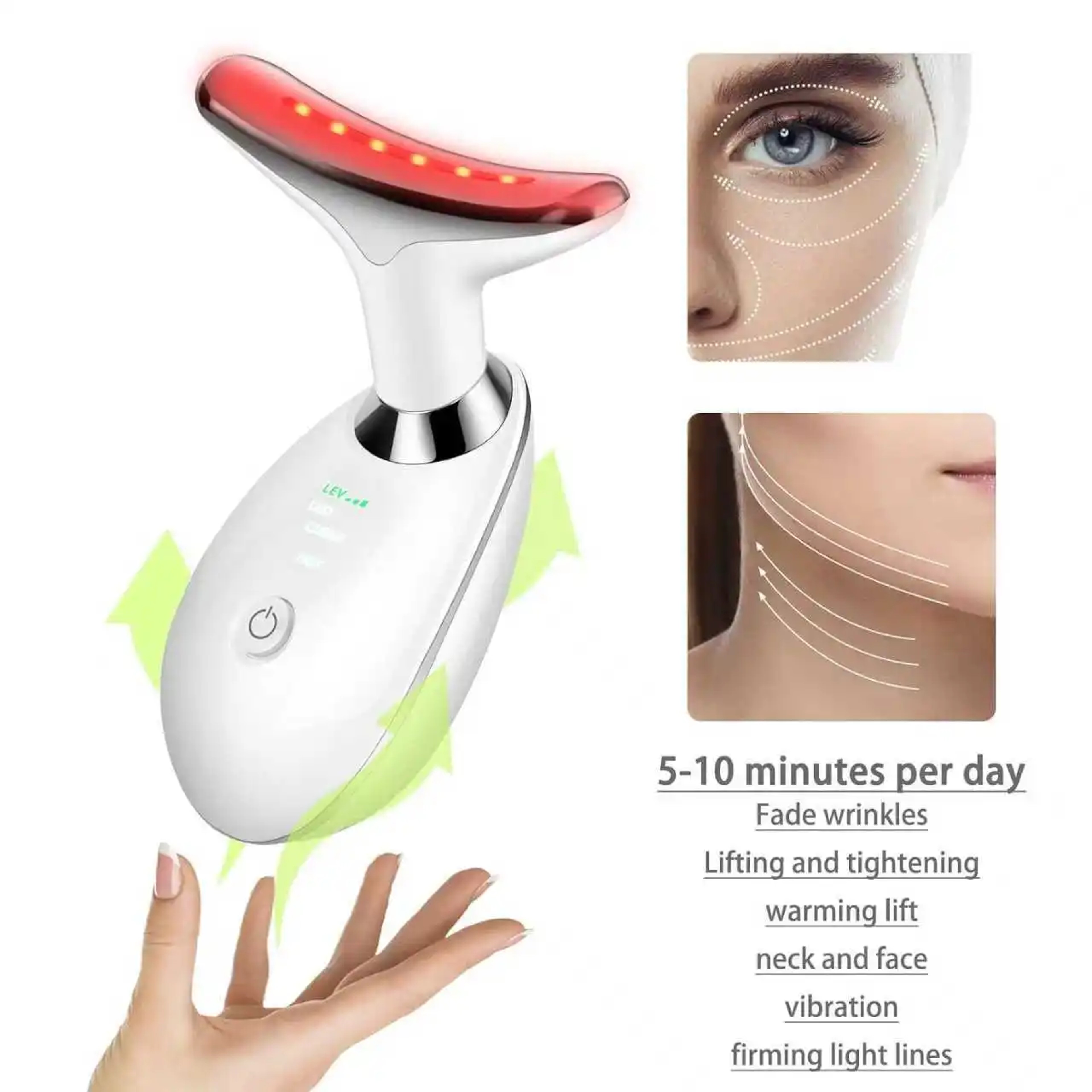 Multifunctional LED Face Neck Massager for Home Skin Care – view 1
