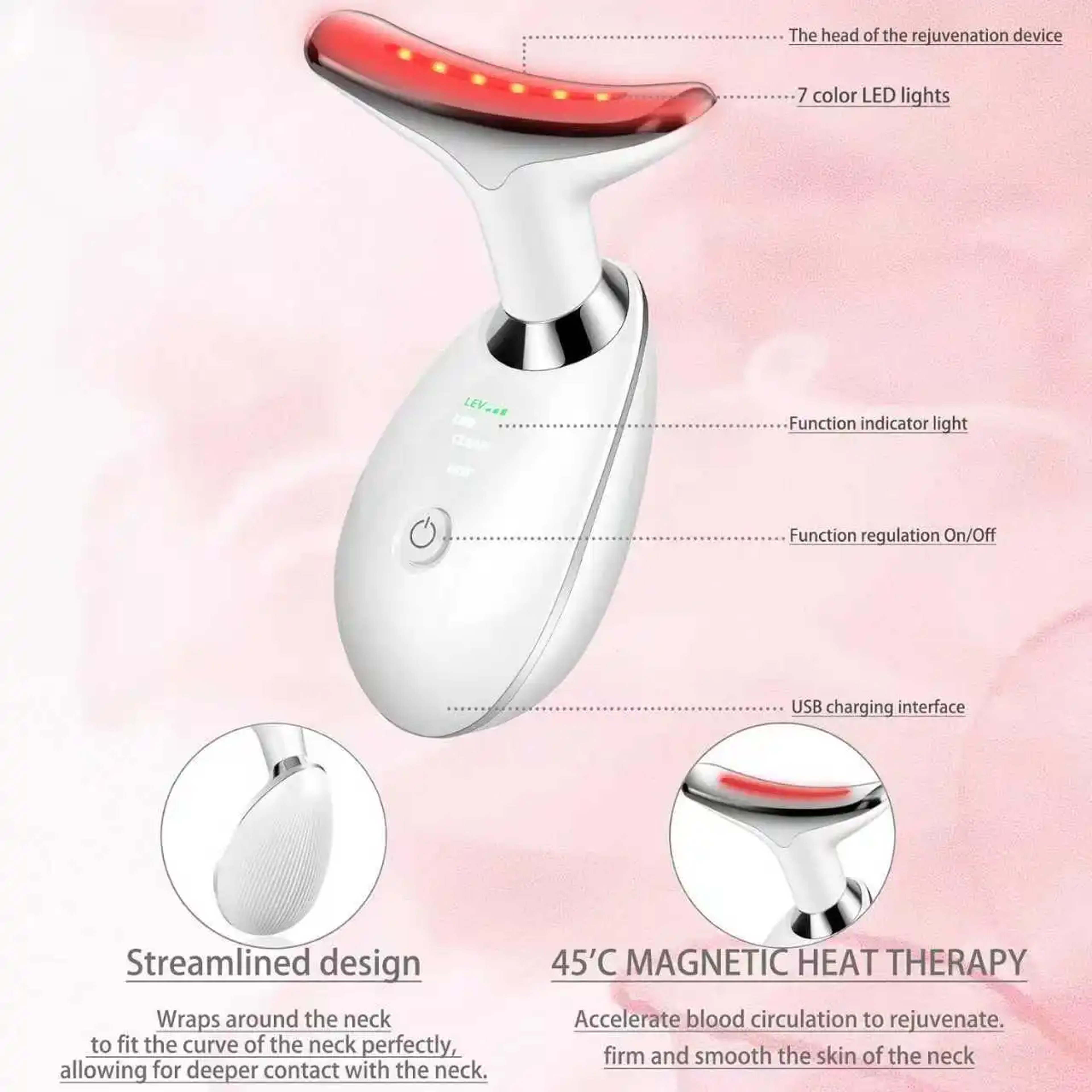 Multifunctional LED Face Neck Massager for Home Skin Care – view 3