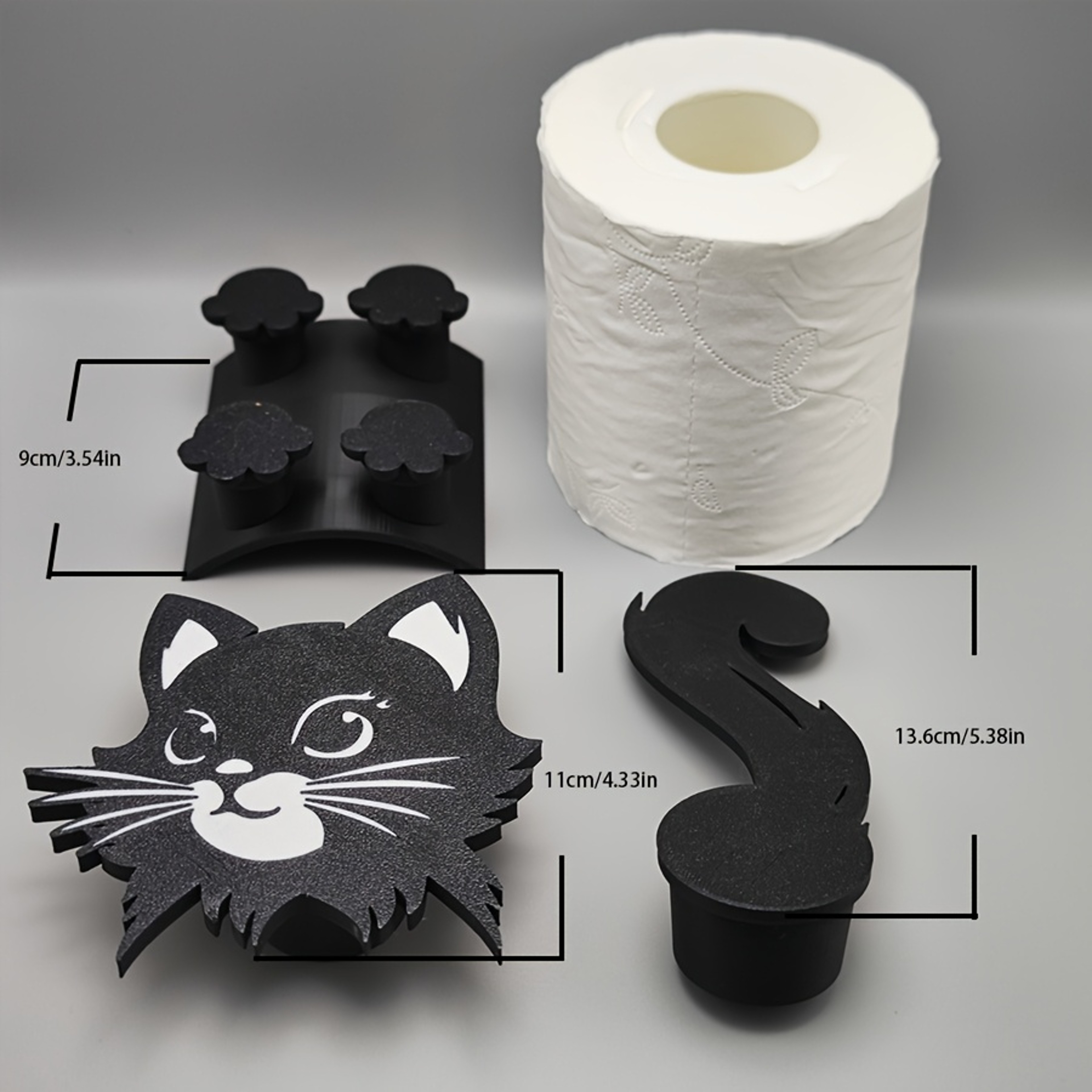 Cute Cat Toilet Paper Holder with Anti-Slip Design for Bathroom Wall Mount Durable PP (Does Not Include Toilet Paper) – view 5