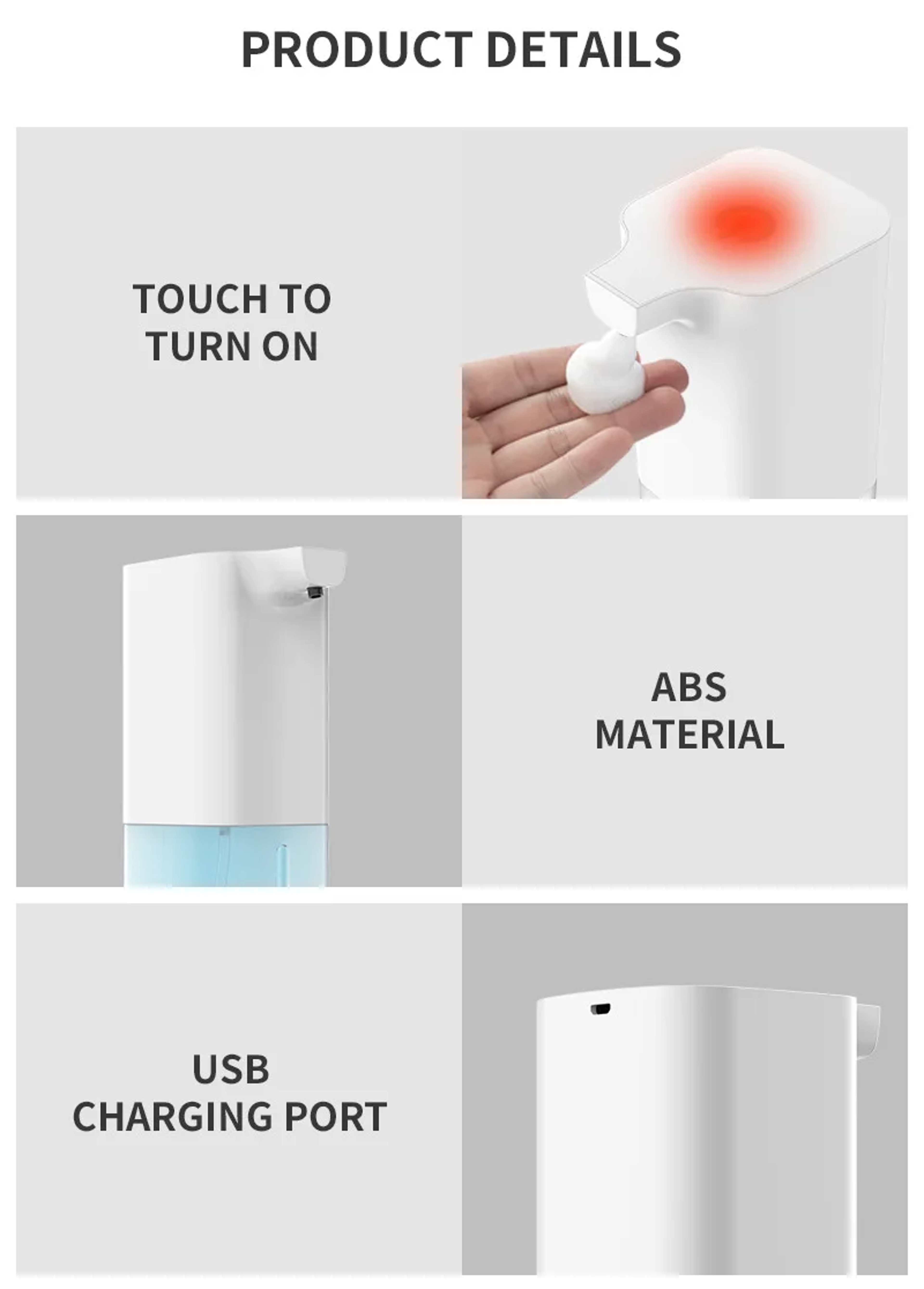 Automatic Foam Soap Dispenser With Infrared Sensor USB Rechargeable Kitchen  Bathroom Use 1