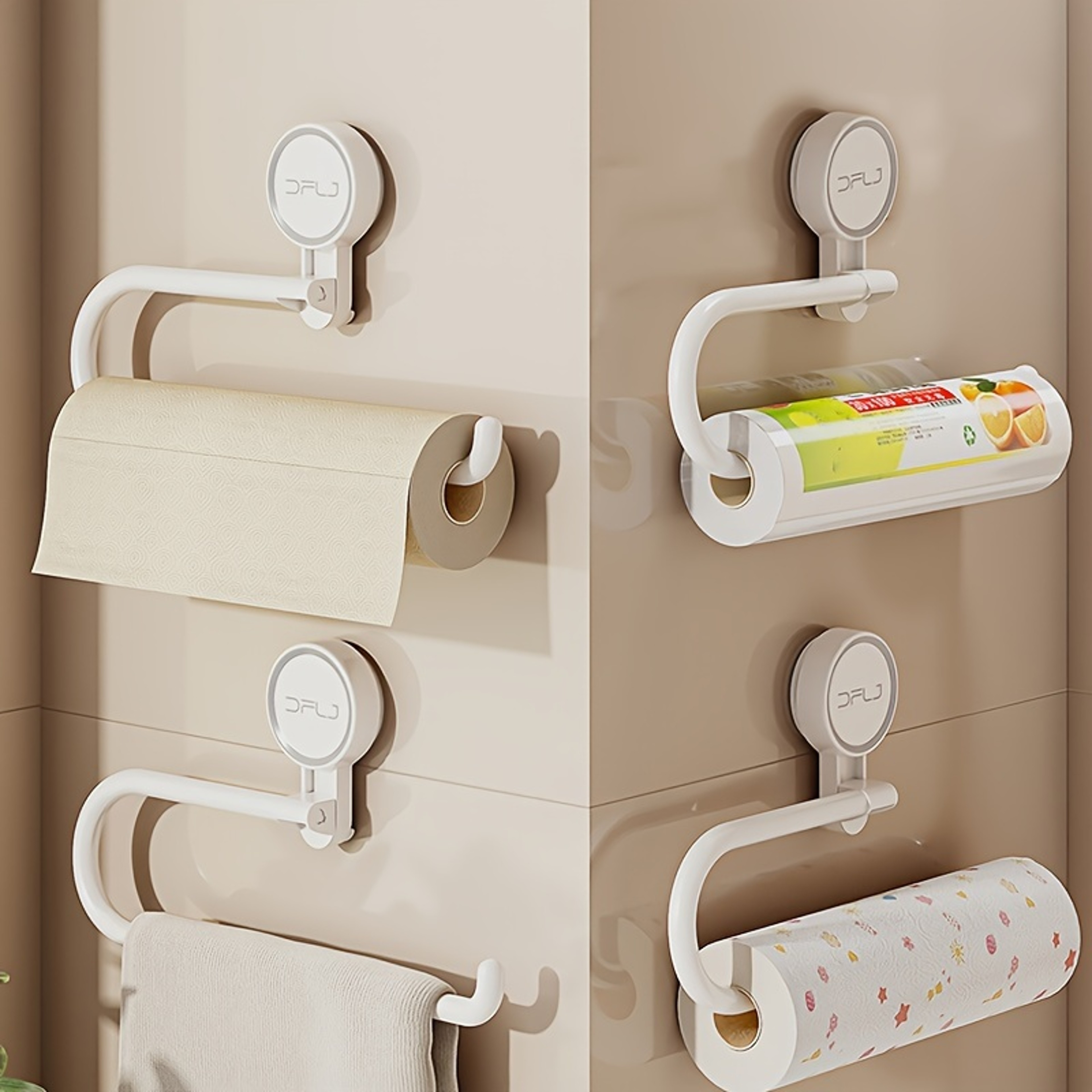 NonDrilling Suction Cup Tissue Towel  Plastic Film Storage Rack For Kitchen  Bathroom 0