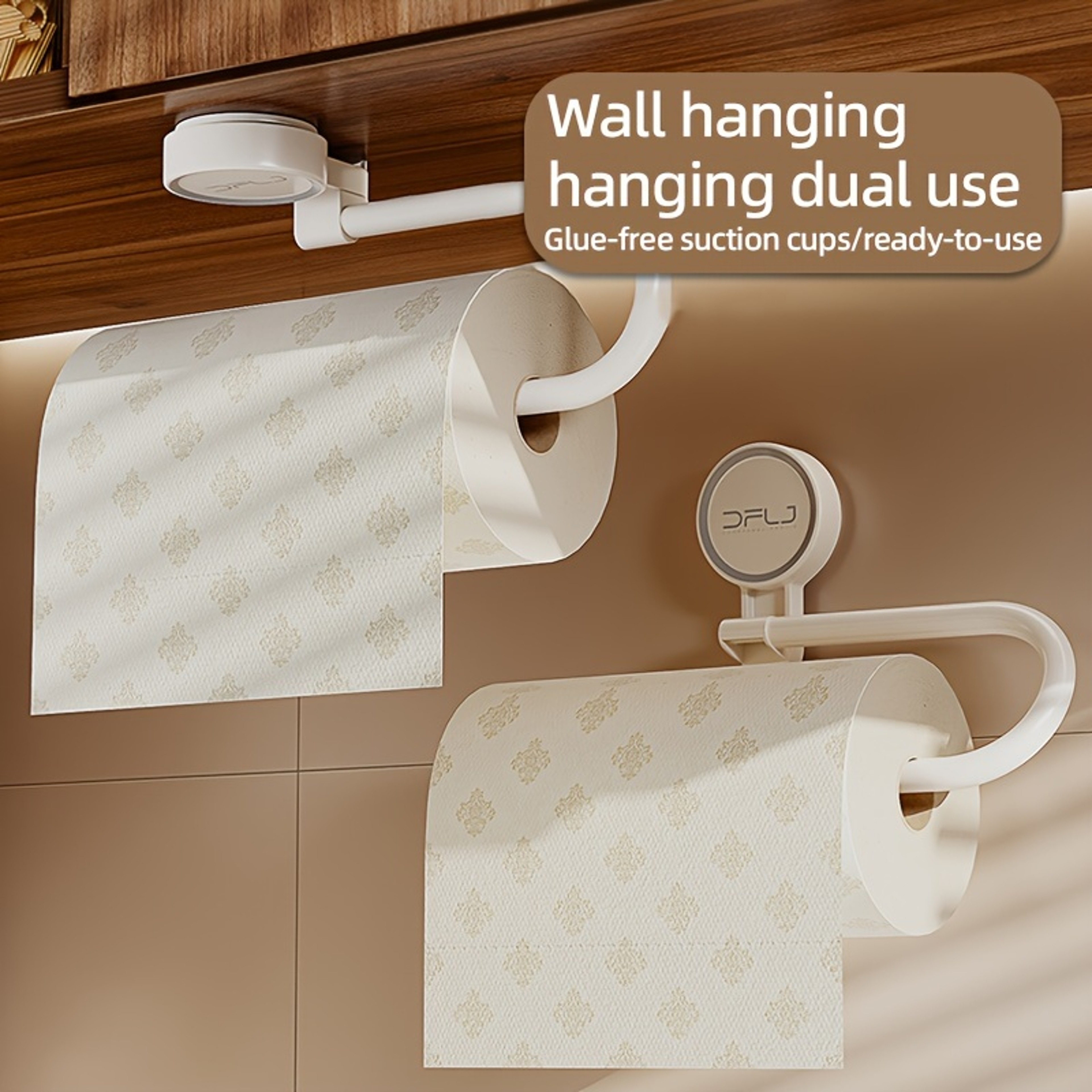 NonDrilling Suction Cup Tissue Towel  Plastic Film Storage Rack For Kitchen  Bathroom 1