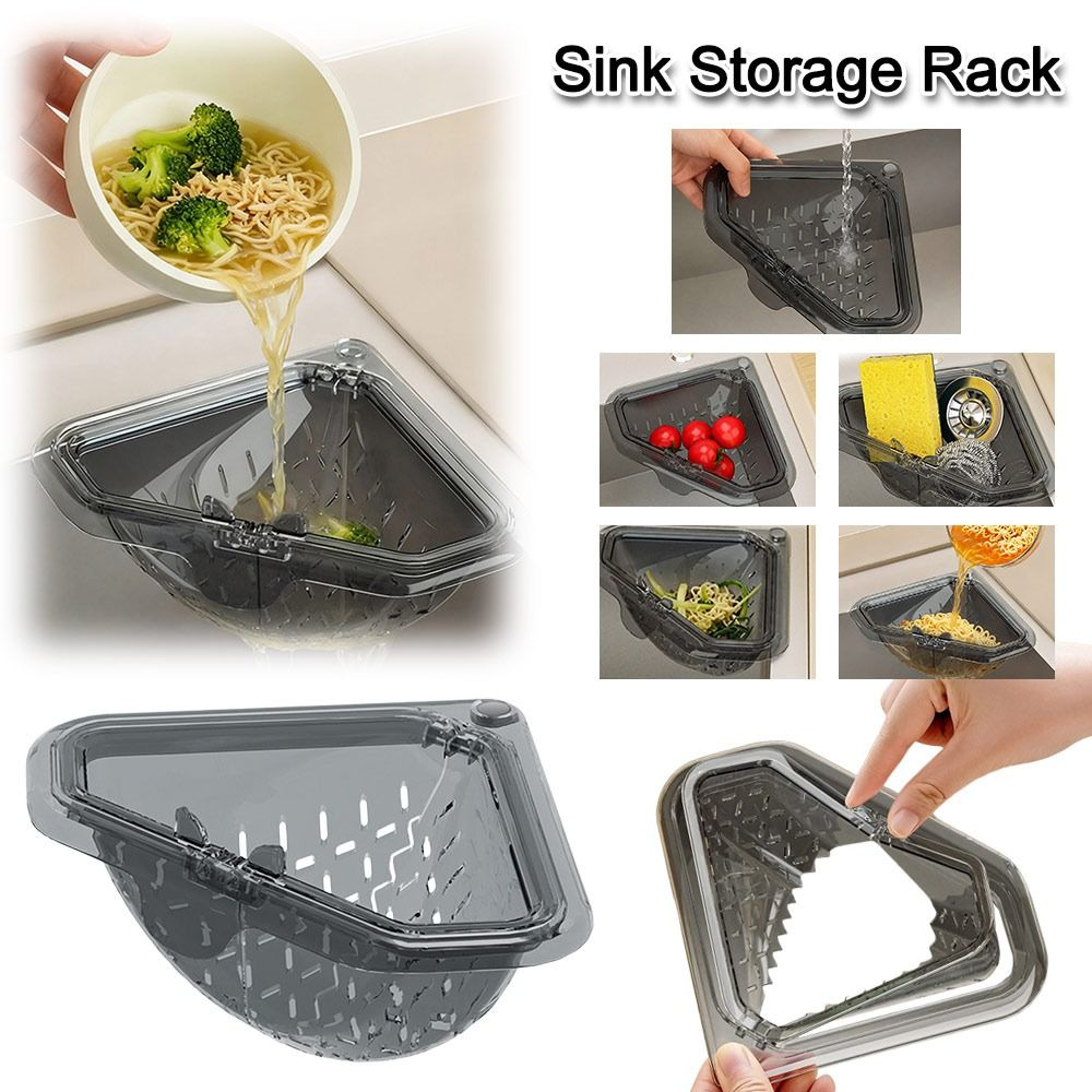 Anti-leak Sink Drain Basket Filter Strainer Quick Drainage & Magnetic Badge Holder for Kitchen Sinks – view 2