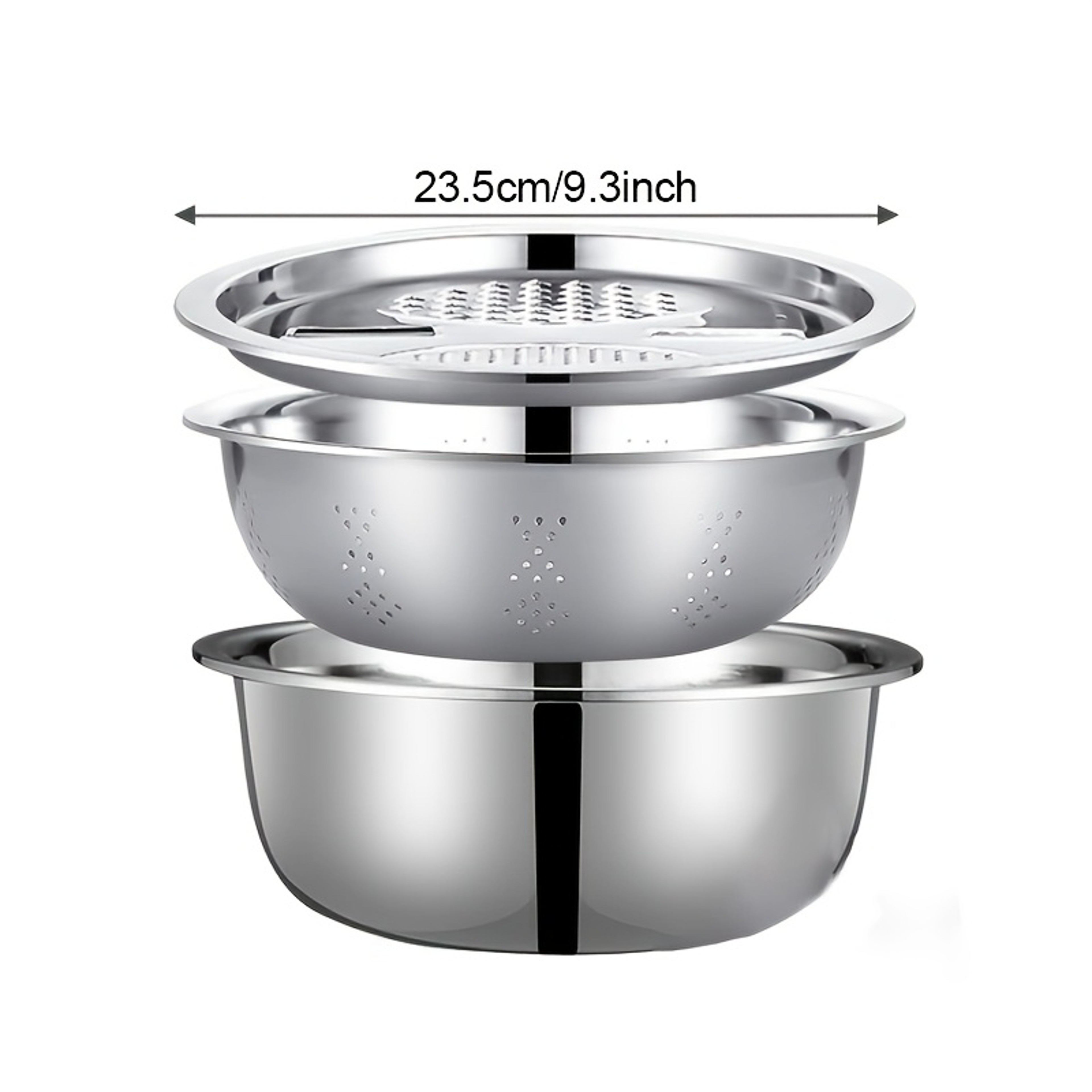 Stainless Steel Kitchen Set with Integrated Grinder, Multi-Filter, and Mixing Bowl Perfect for Cleaning. – view 3