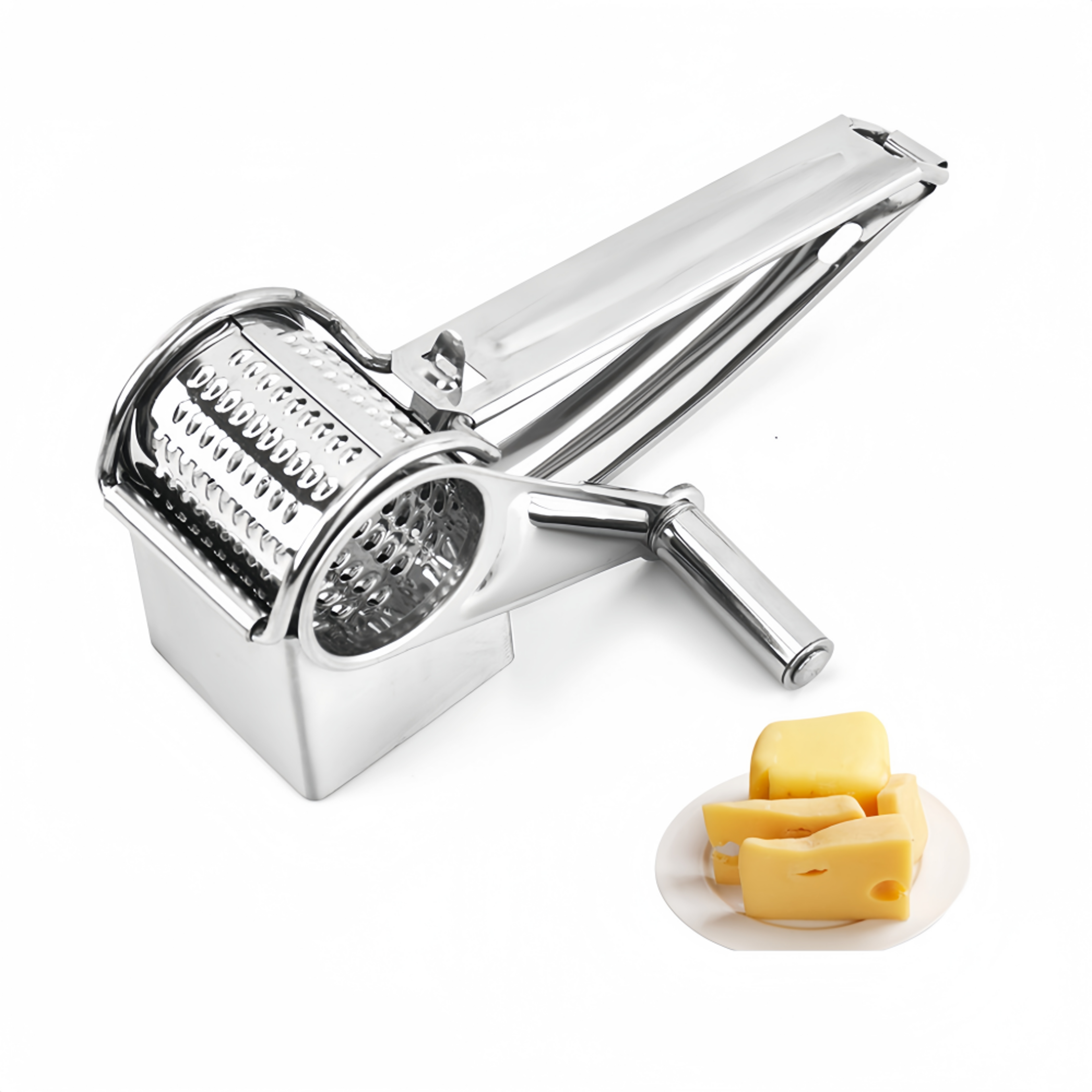 Multifunctional Stainless Steel Cheese Grater with Hand Crank Efficient Vegetable, Carrot, Nut, and Chocolate Slicer. – view 7