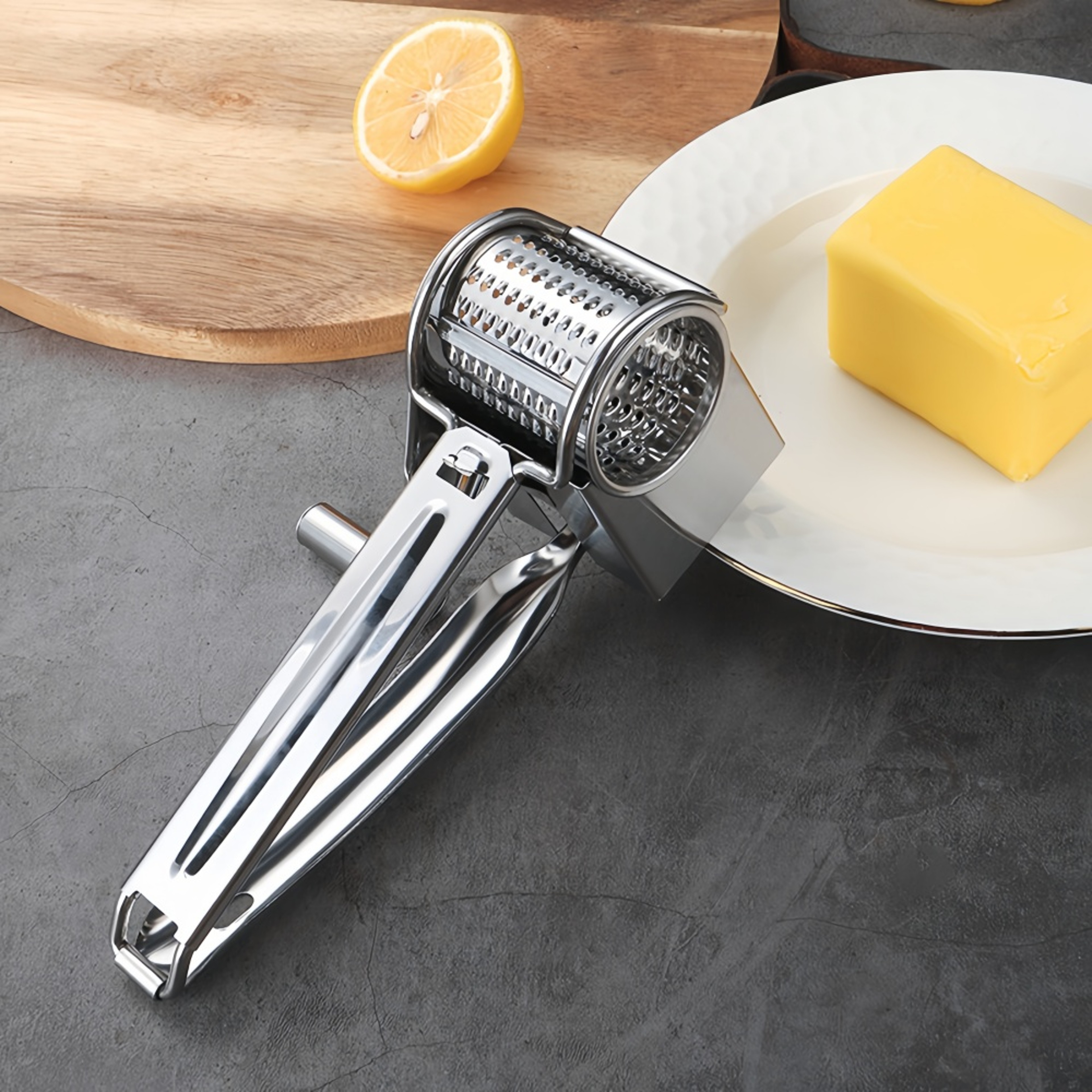 Multifunctional Stainless Steel Cheese Grater with Hand Crank Efficient Vegetable, Carrot, Nut, and Chocolate Slicer. – view 5