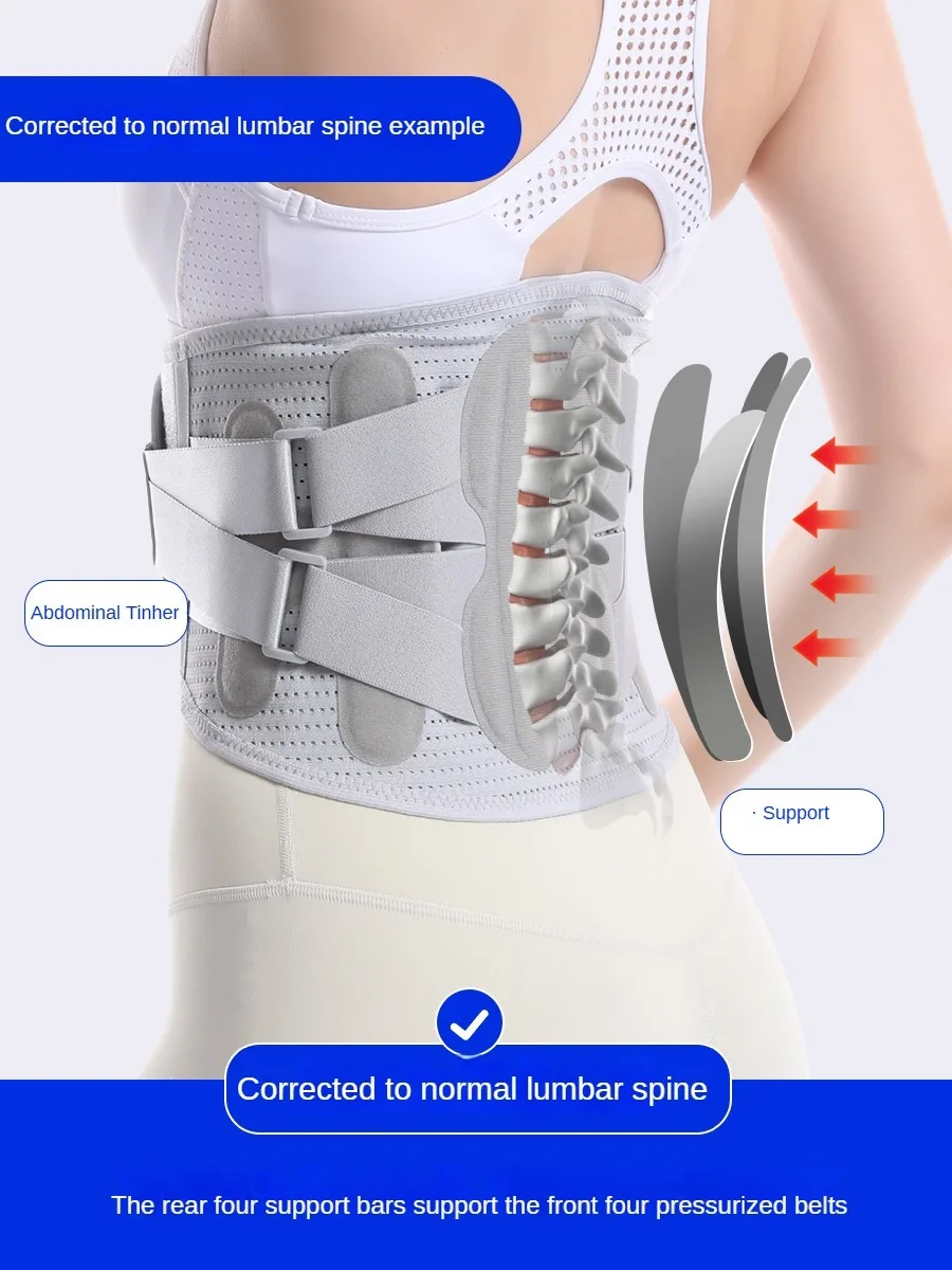 Back Brace Support Belt for Back Pain, Sciatica, Herniated Disc Adjustable with Pads for Men & Women – view 3