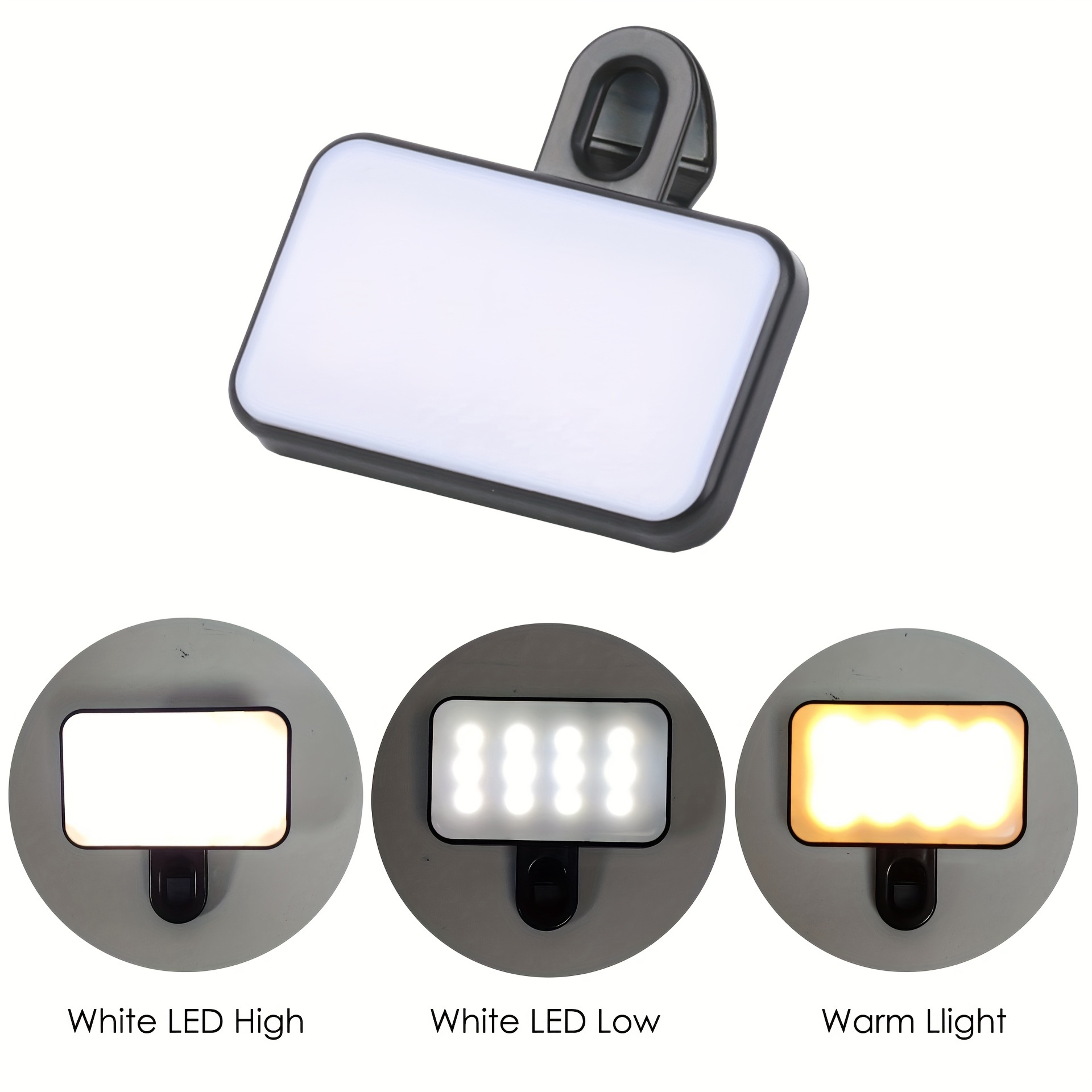Portable Mini Selfie Light Rechargeable Modes Adjustable Brightness Clip On For Mobile Phone  Compu 3