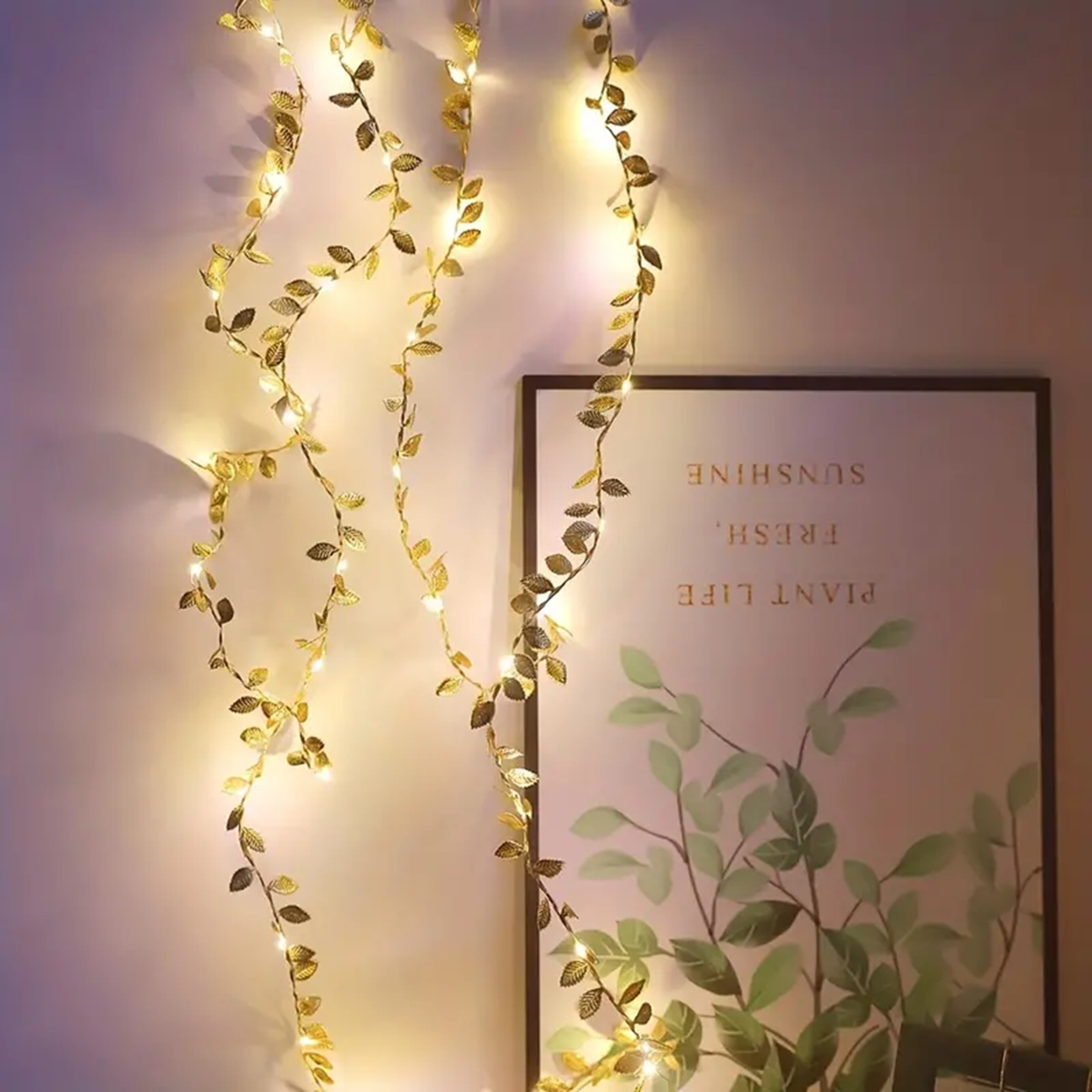 Golden Tiny Leaves LED Fairy Lights BatteryPowered Copper Wire String Lights For Home Wedding Party 2