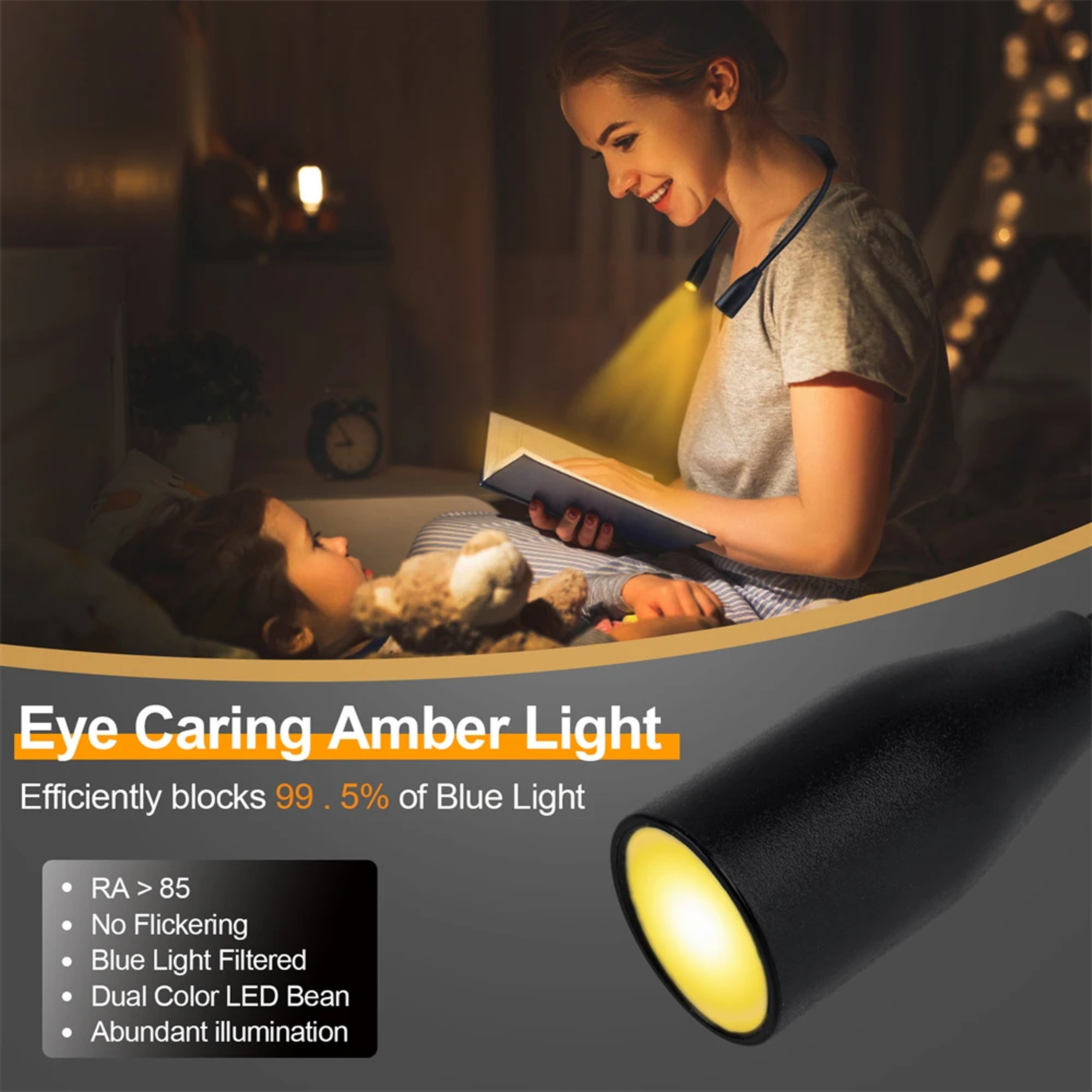 LED Neck Reading Lamp Flexible Book Light For Reading Study  Nighttime Use 3