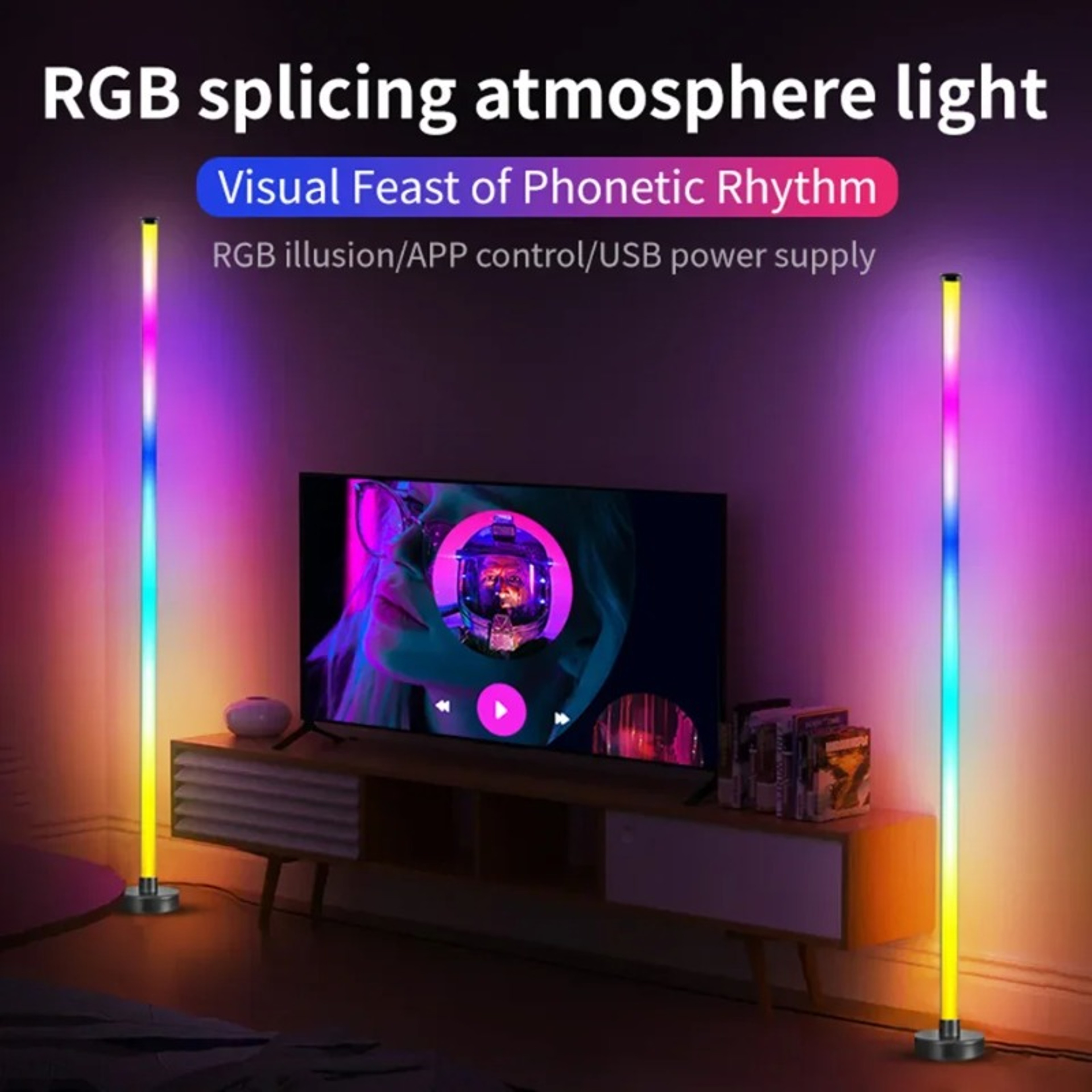 Smart LED Floor Lamp With RGB Music Sync  Remote Control Modern Mood Lighting For Living Room  Gami 2