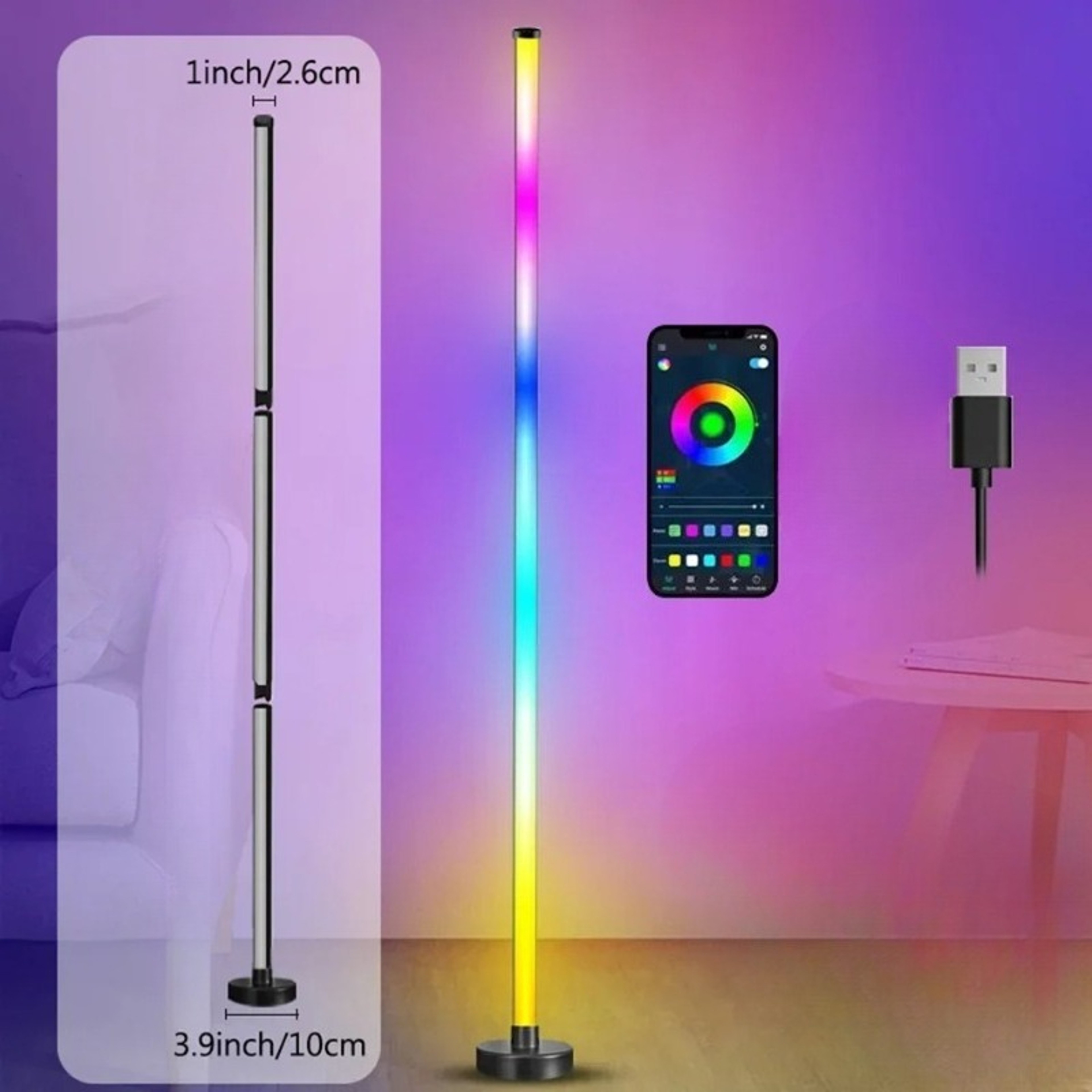 Smart LED Floor Lamp With RGB Music Sync  Remote Control Modern Mood Lighting For Living Room  Gami 5