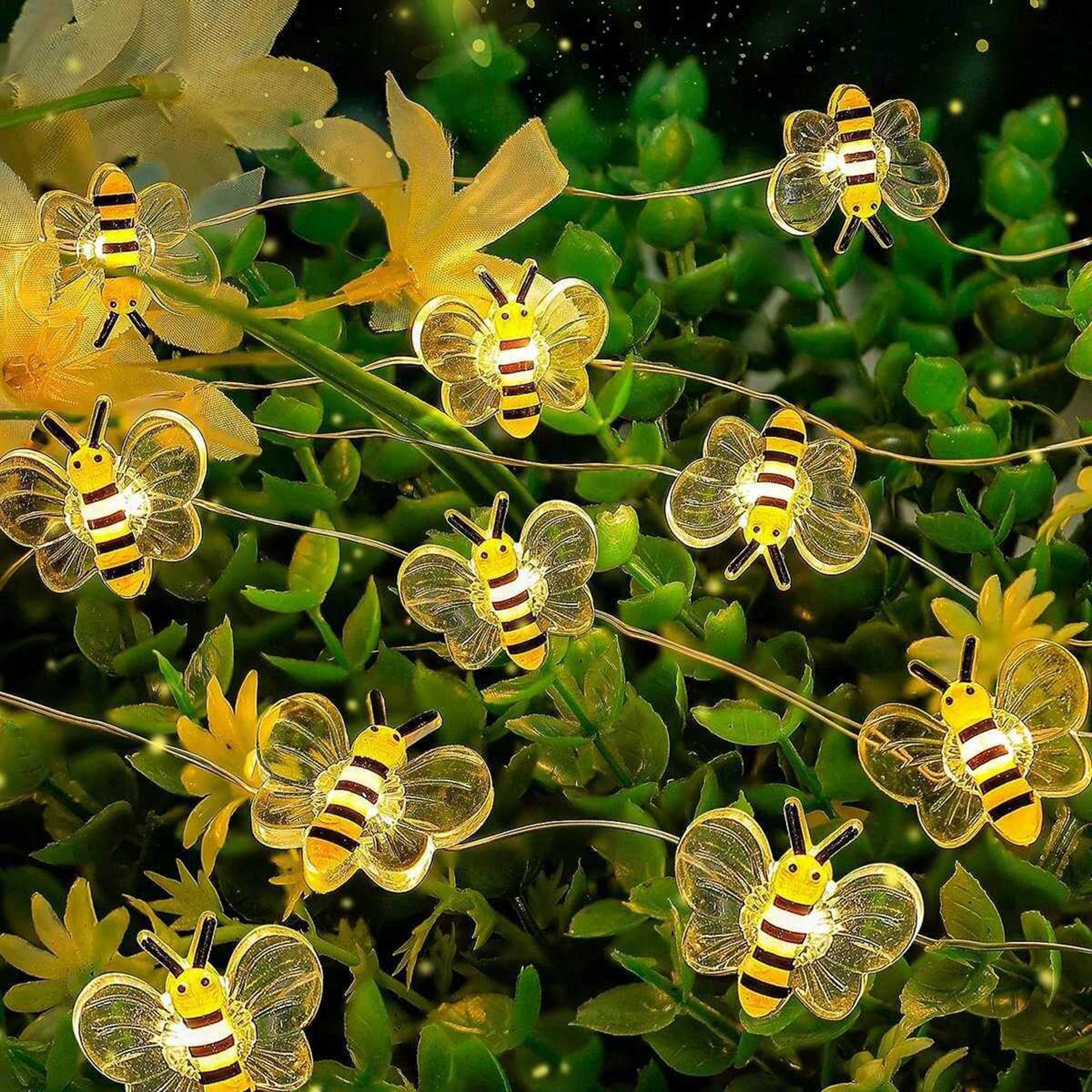 Bee String Lights Battery Operated Decorative LED Lights for Bedroom, Patio, and Parties – view 2