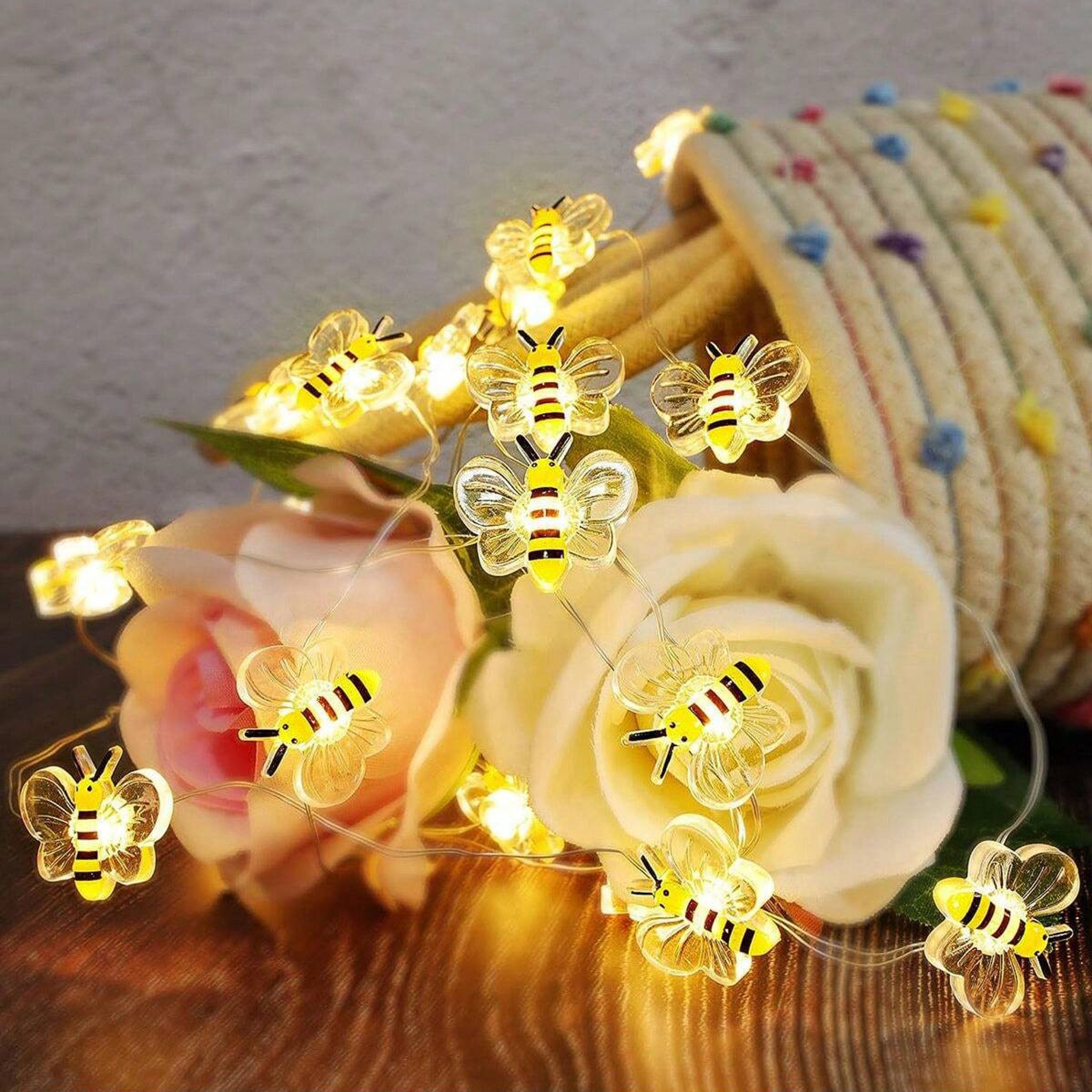 Bee String Lights Battery Operated Decorative LED Lights for Bedroom, Patio, and Parties – view 3