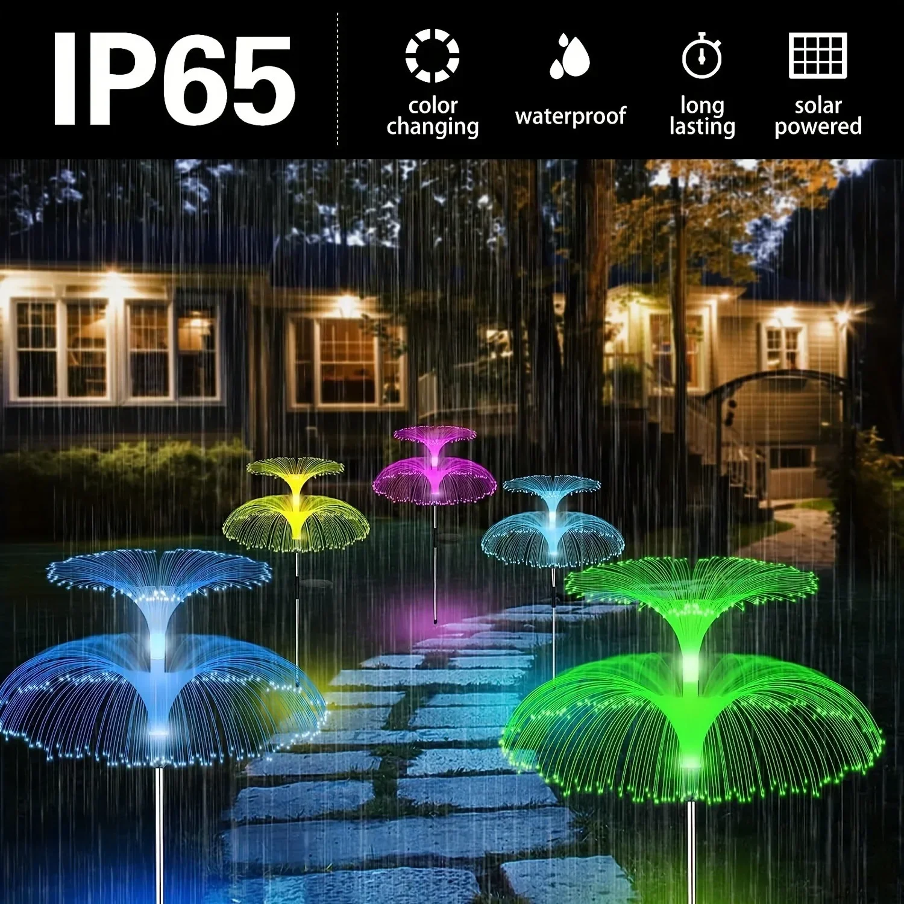 Color Changing Solar Garden Lights Jellyfish Stake Lights For Yard Decor 3