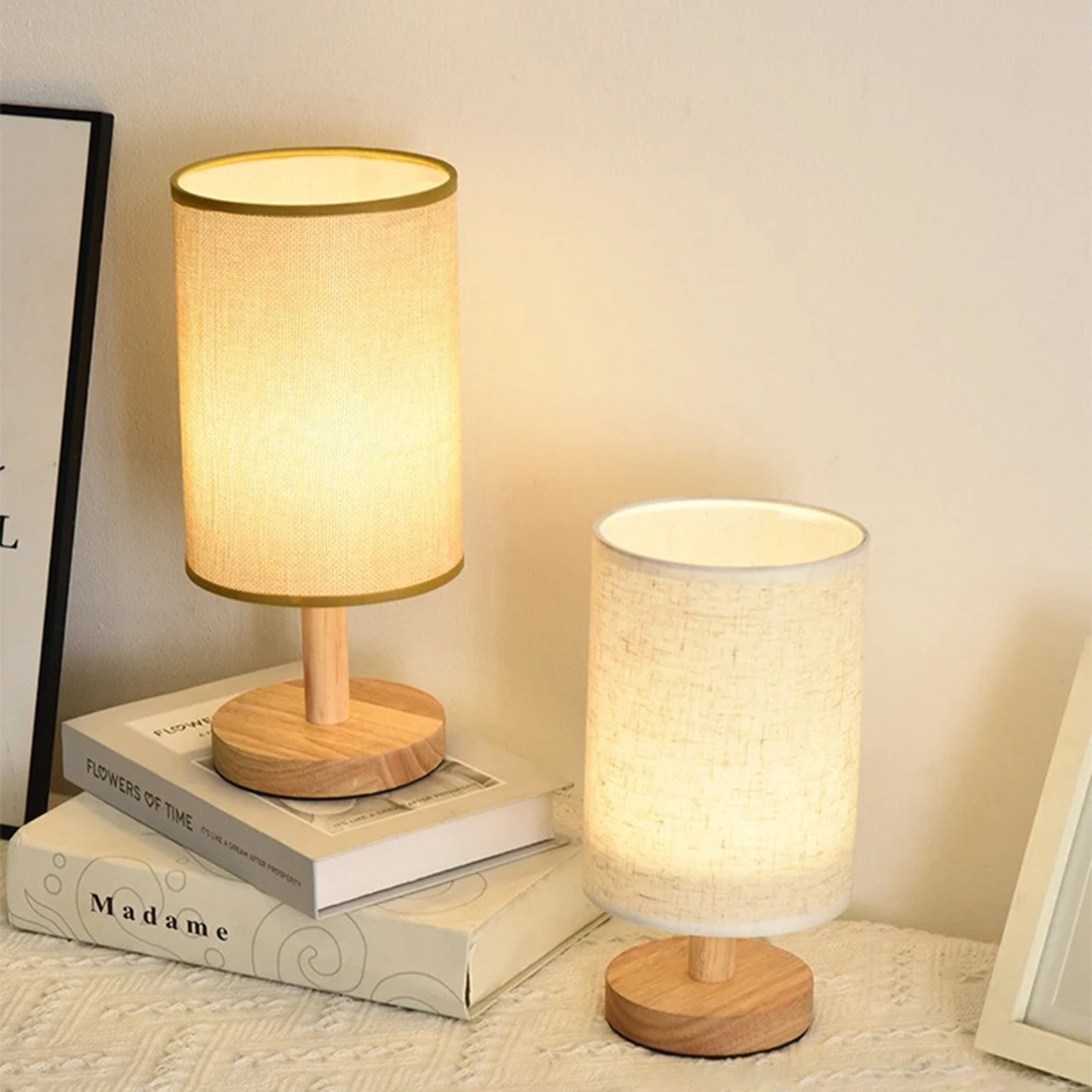 LED Bedside Lamp USB Dimmable Fabric Table Lamp Night Light – view 4