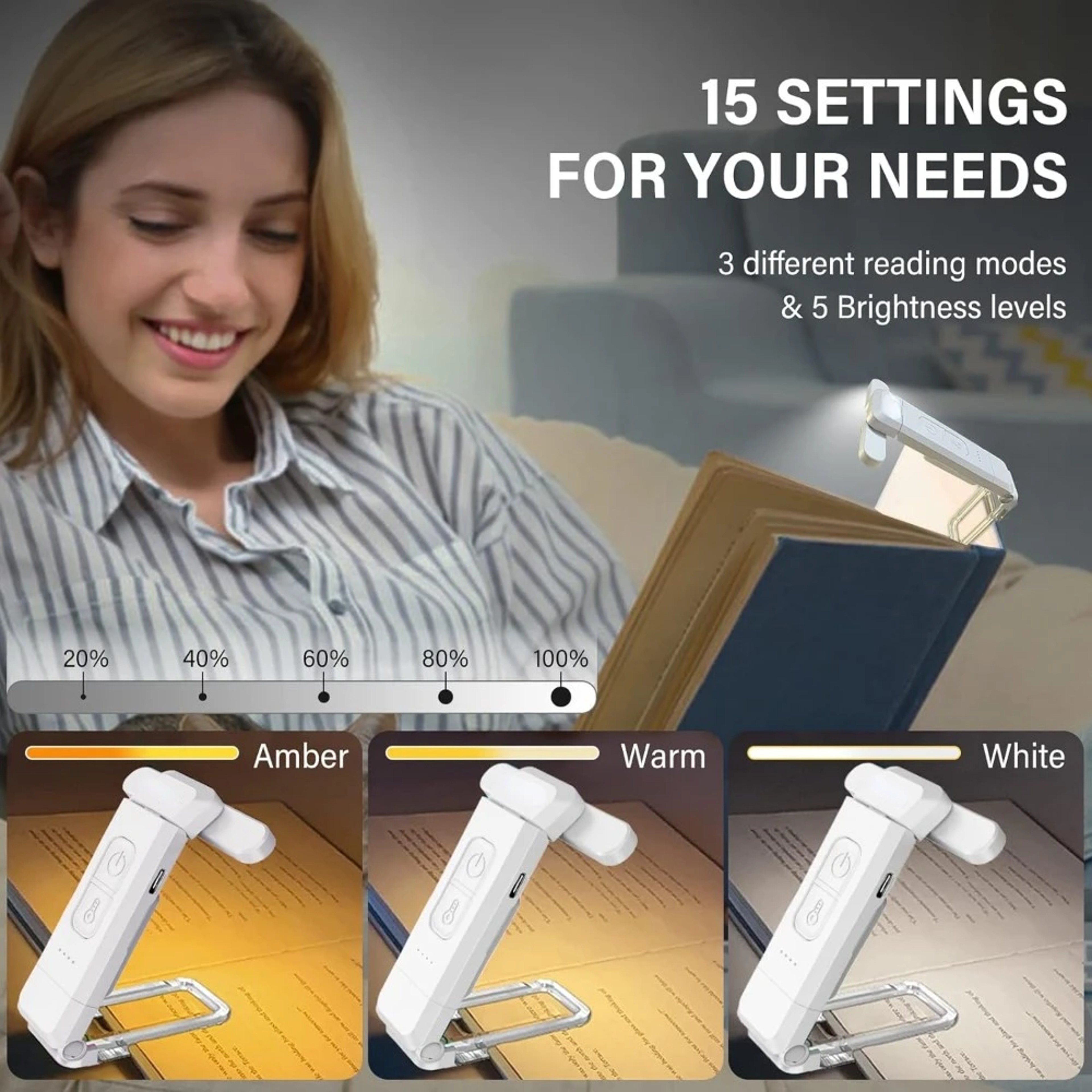 USB Rechargeable Clip On Reading Light Bookmark Lamp For Reading In Bed 1