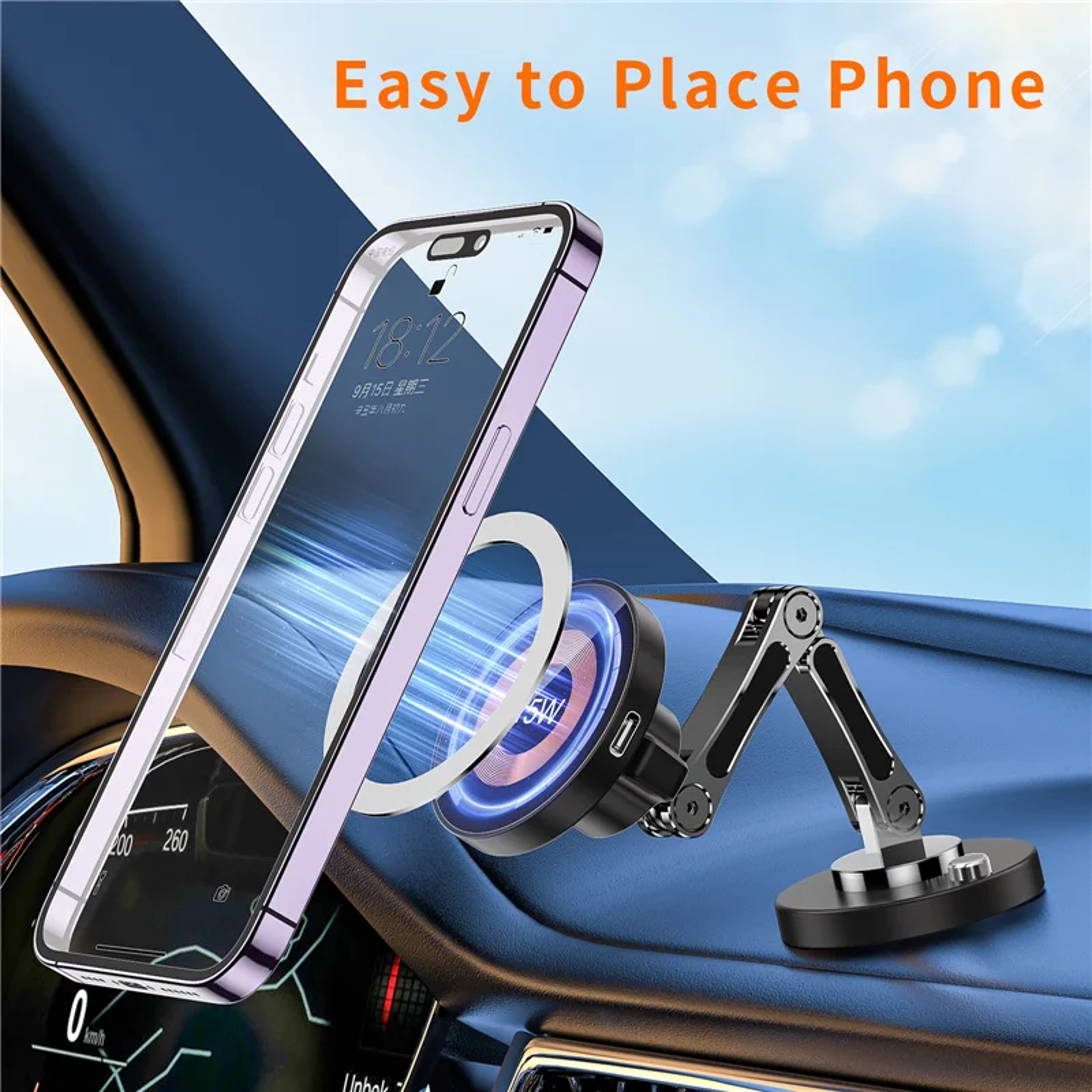 Magnetic Wireless Car Charger Mount Fast Charging Stand For Phones 3