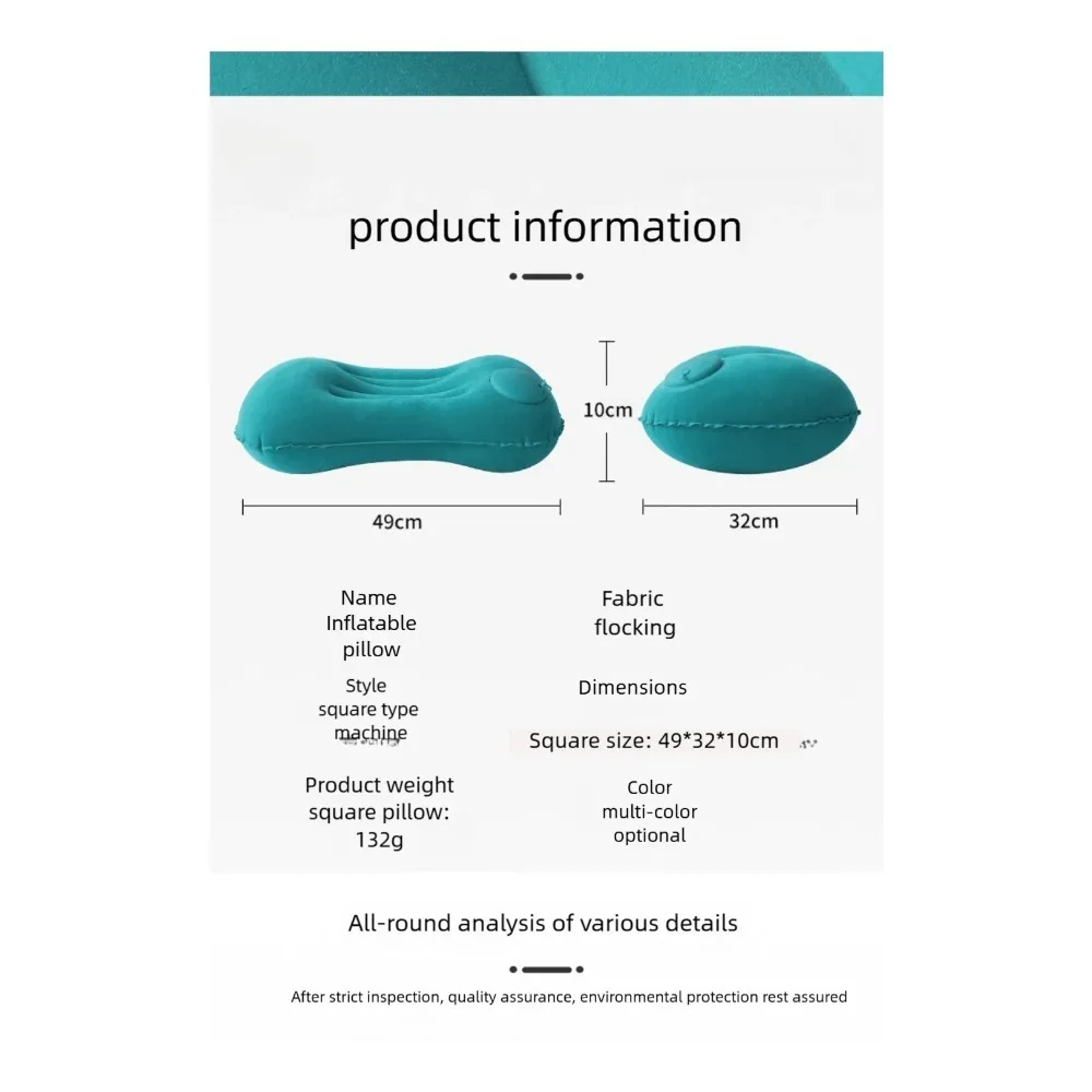 Portable Ultra Soft Inflatable Camping  Pool Pillow For Neck  Lumbar Support 1
