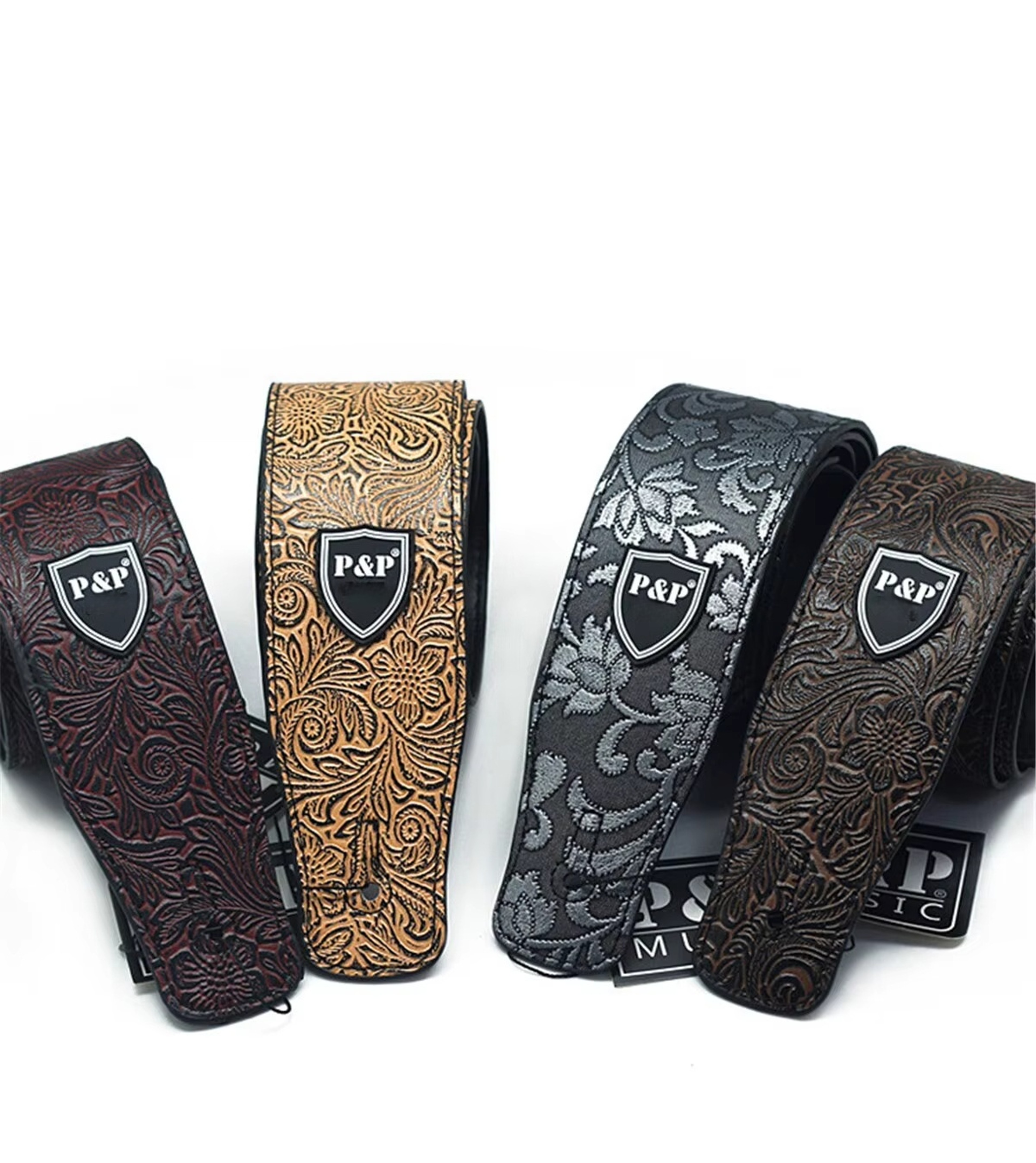 Guitar Strap Genuine Leather Adjustable Soft Embroidered Belt For Classical  Bass Guitars Premium M 1