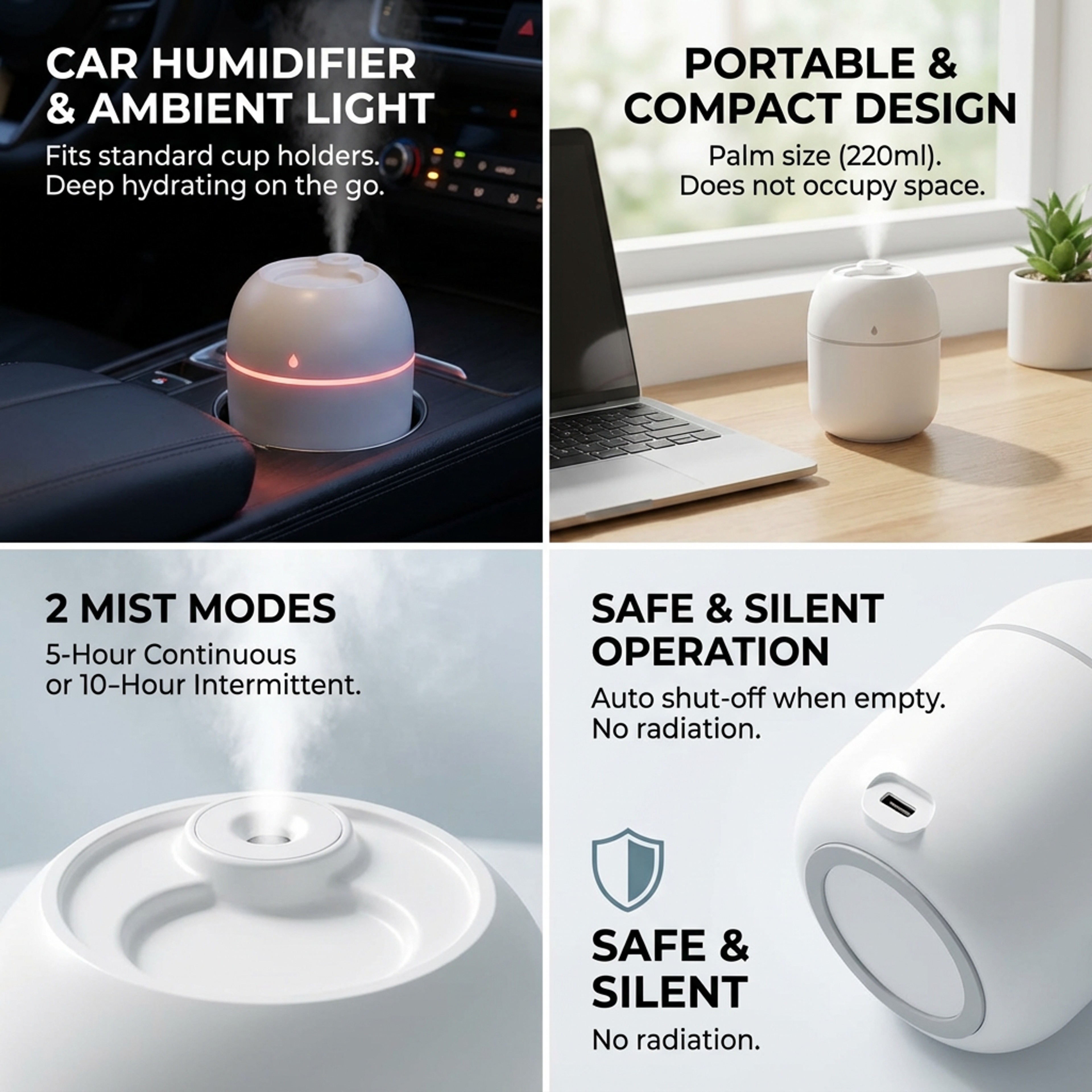 Portable USB Ultrasonic Humidifier  Essential Oil Diffuser For Car  Home 3