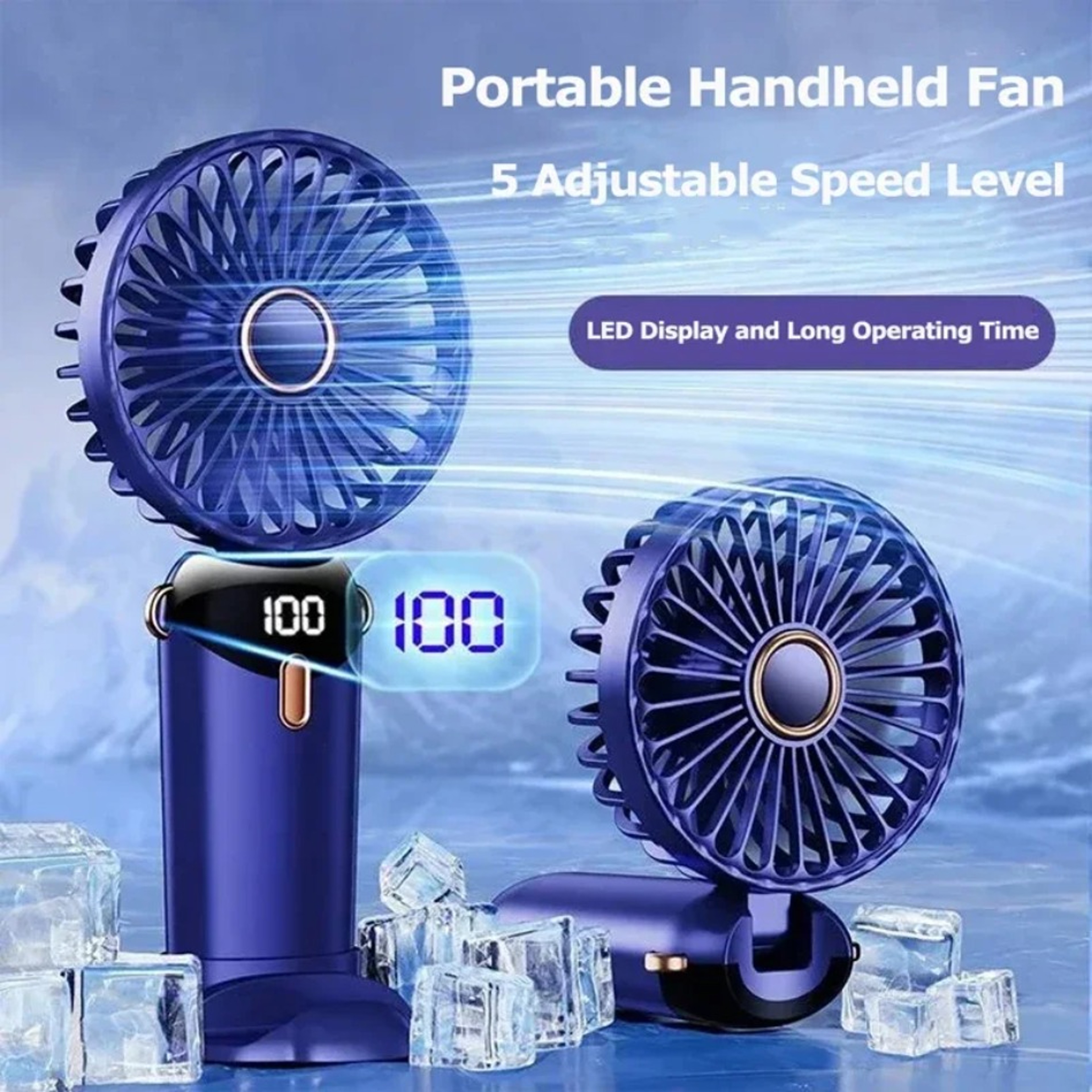 Portable Handheld Mini Fan Speed USB Rechargeable Foldable Desk  Neck Hanging Fan With Phone Stand  1