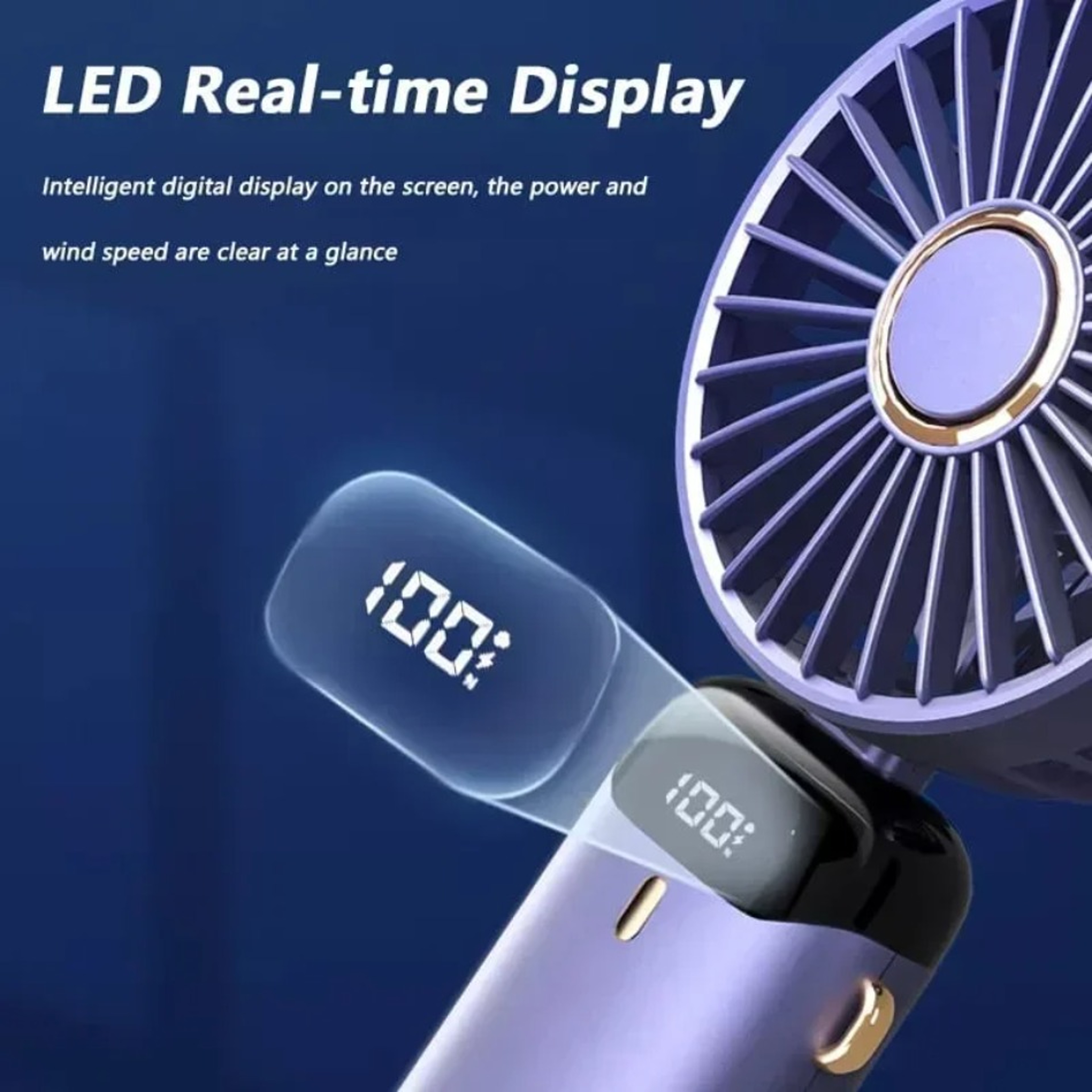 Portable Handheld Mini Fan Speed USB Rechargeable Foldable Desk  Neck Hanging Fan With Phone Stand  2