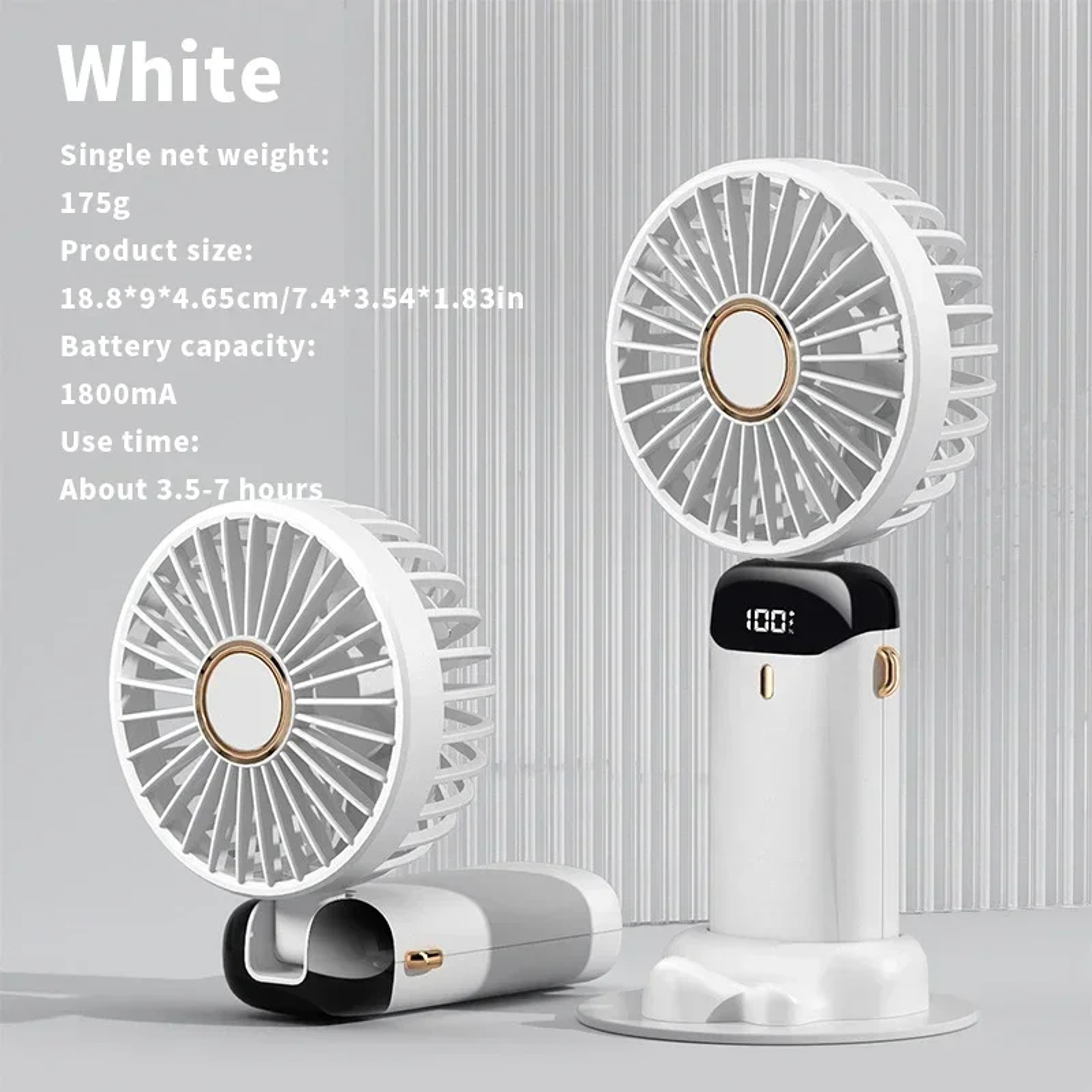 Portable Handheld Mini Fan Speed USB Rechargeable Foldable Desk  Neck Hanging Fan With Phone Stand  6
