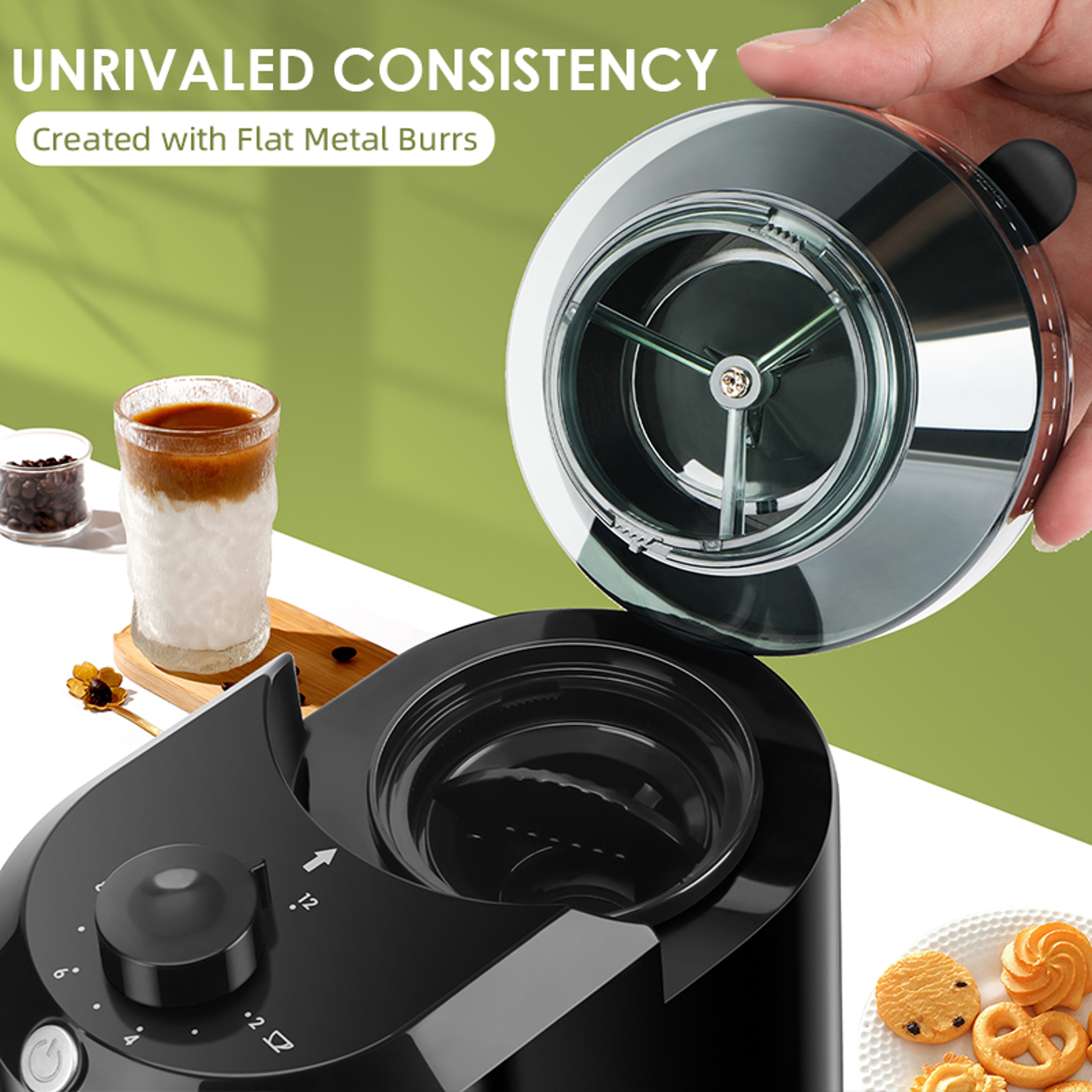 Electric Burr Coffee Grinder Adjustable Burr Mill With Precise Grind Settings And US Charger 2