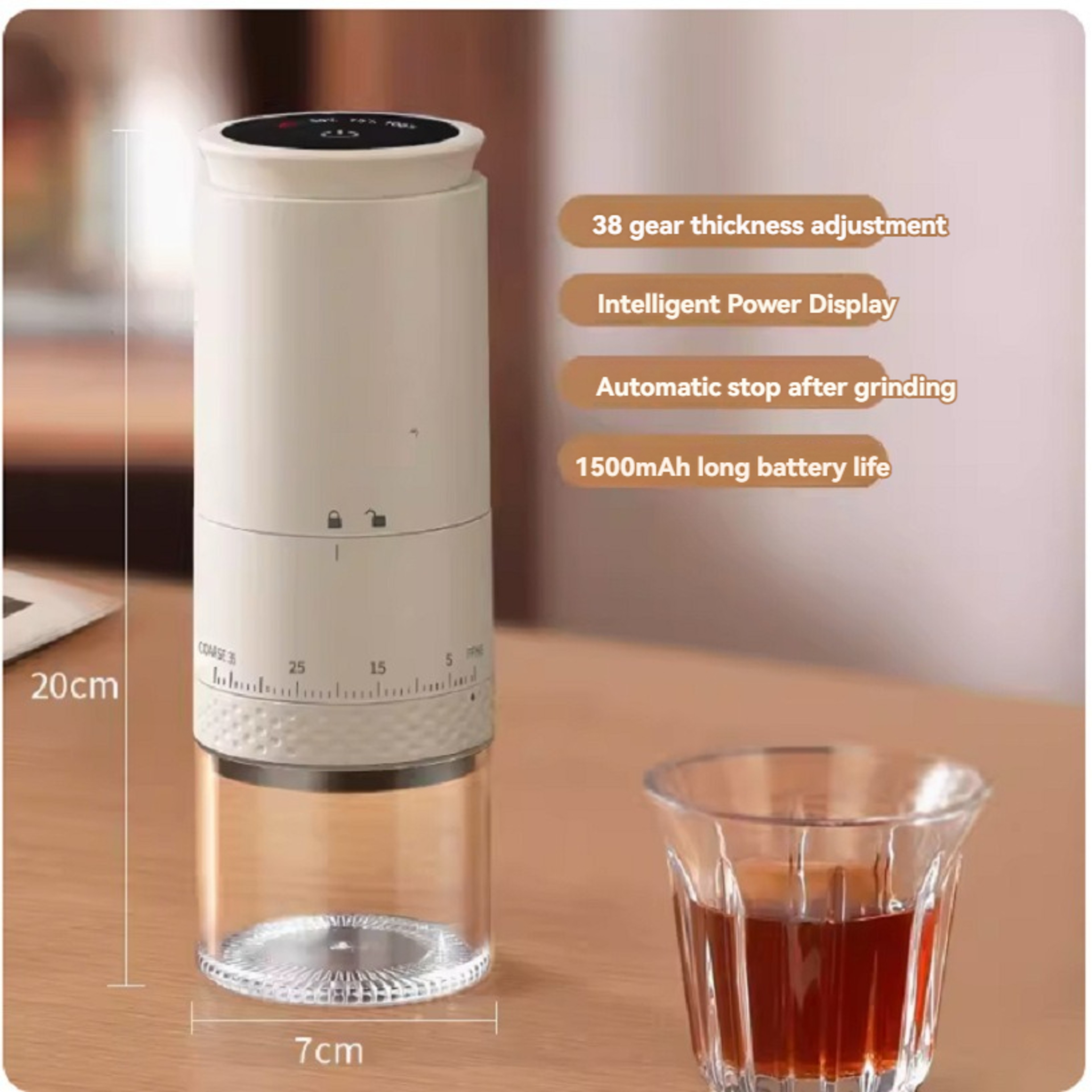 Rechargeable Electric Coffee Grinder With Adjustable Settings And TypeC Charging 2