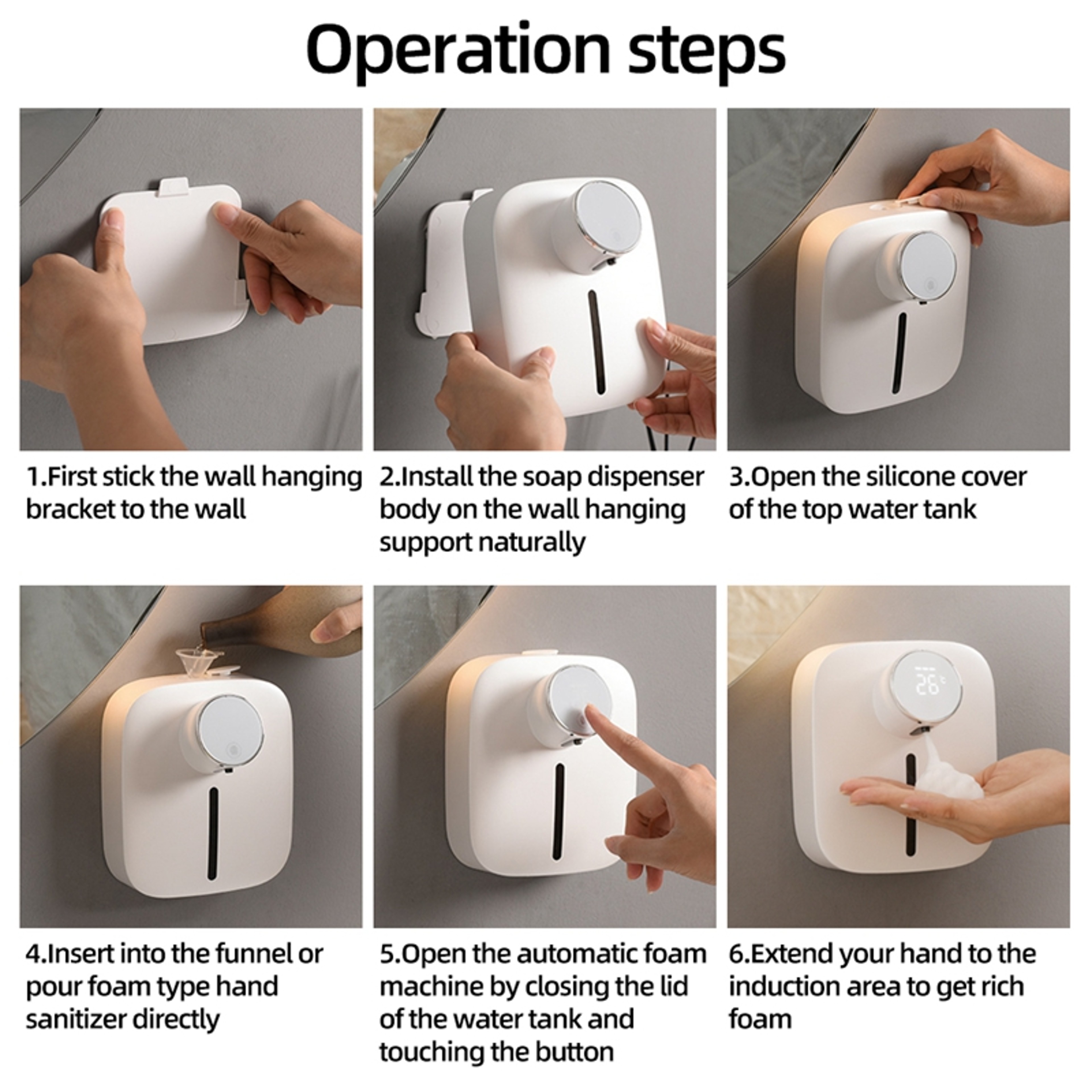 Wall-mounted Automatic Soap Dispenser Touchless Foam Soap Dispenser with LED Digital Display, USB Rechargeable. – view 6
