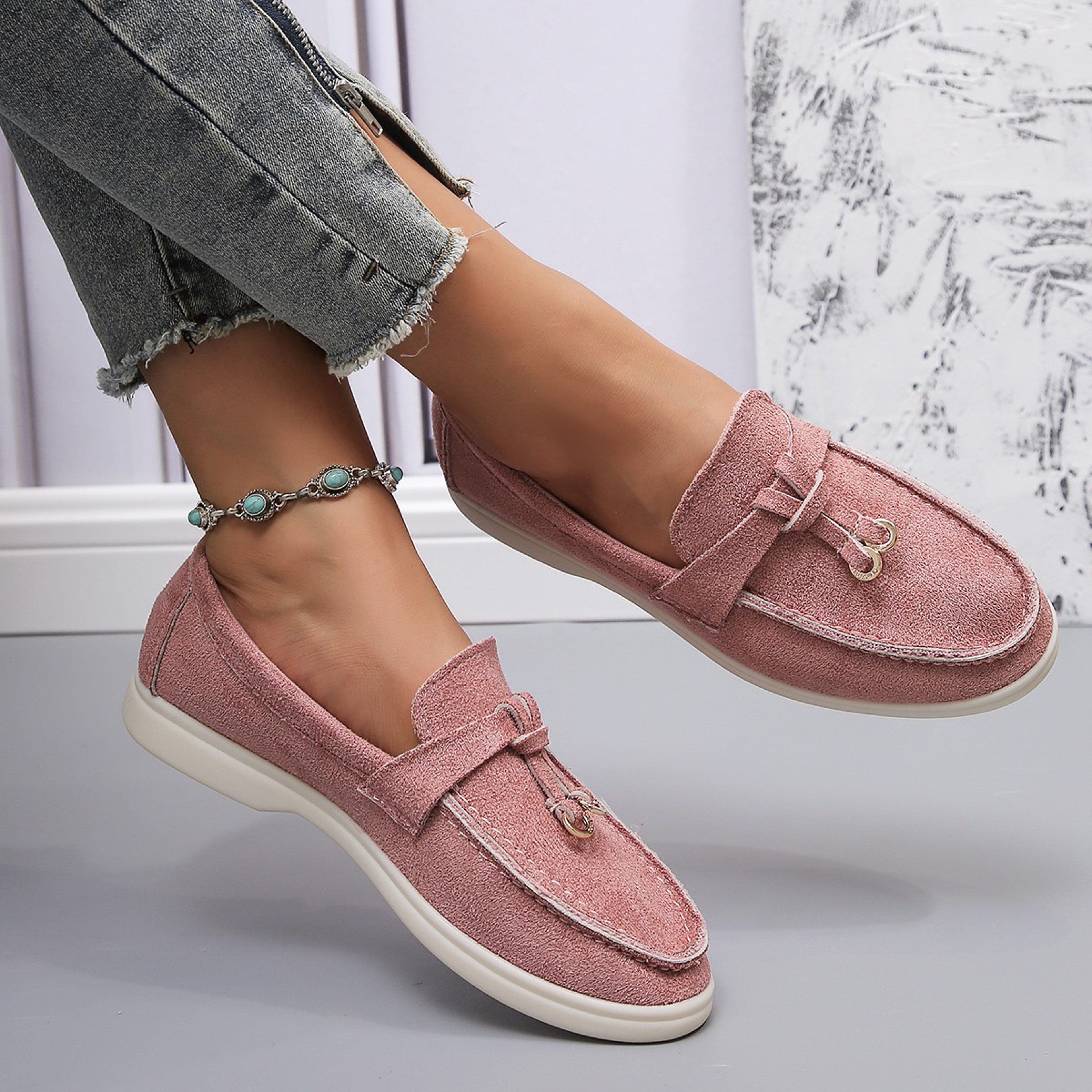 Retro Soft Leather Women Slip On Shoes Thick Sole Comfortable Flat Walking Loafers 1