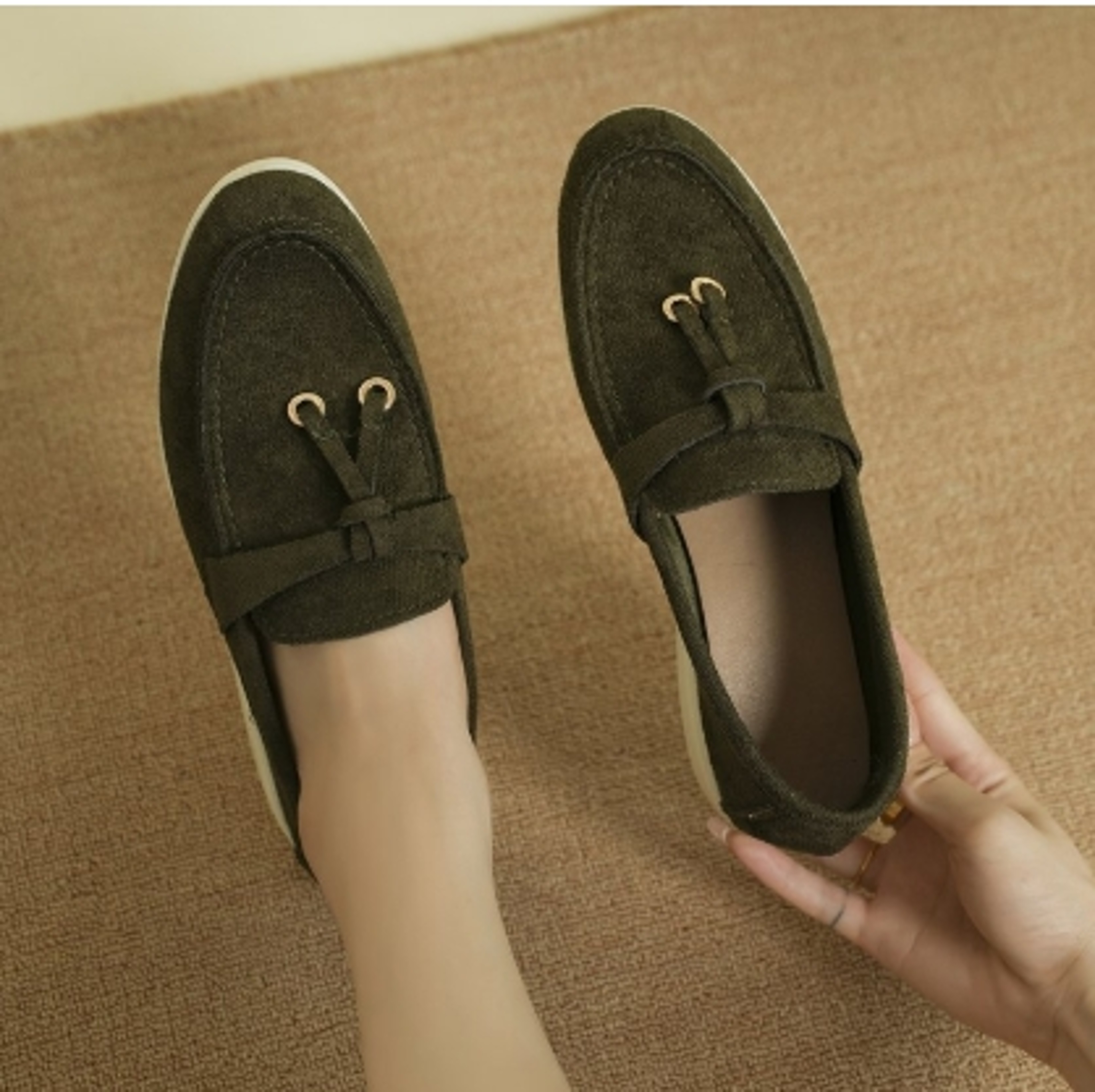 Retro Soft Leather Women Slip On Shoes Thick Sole Comfortable Flat Walking Loafers 6