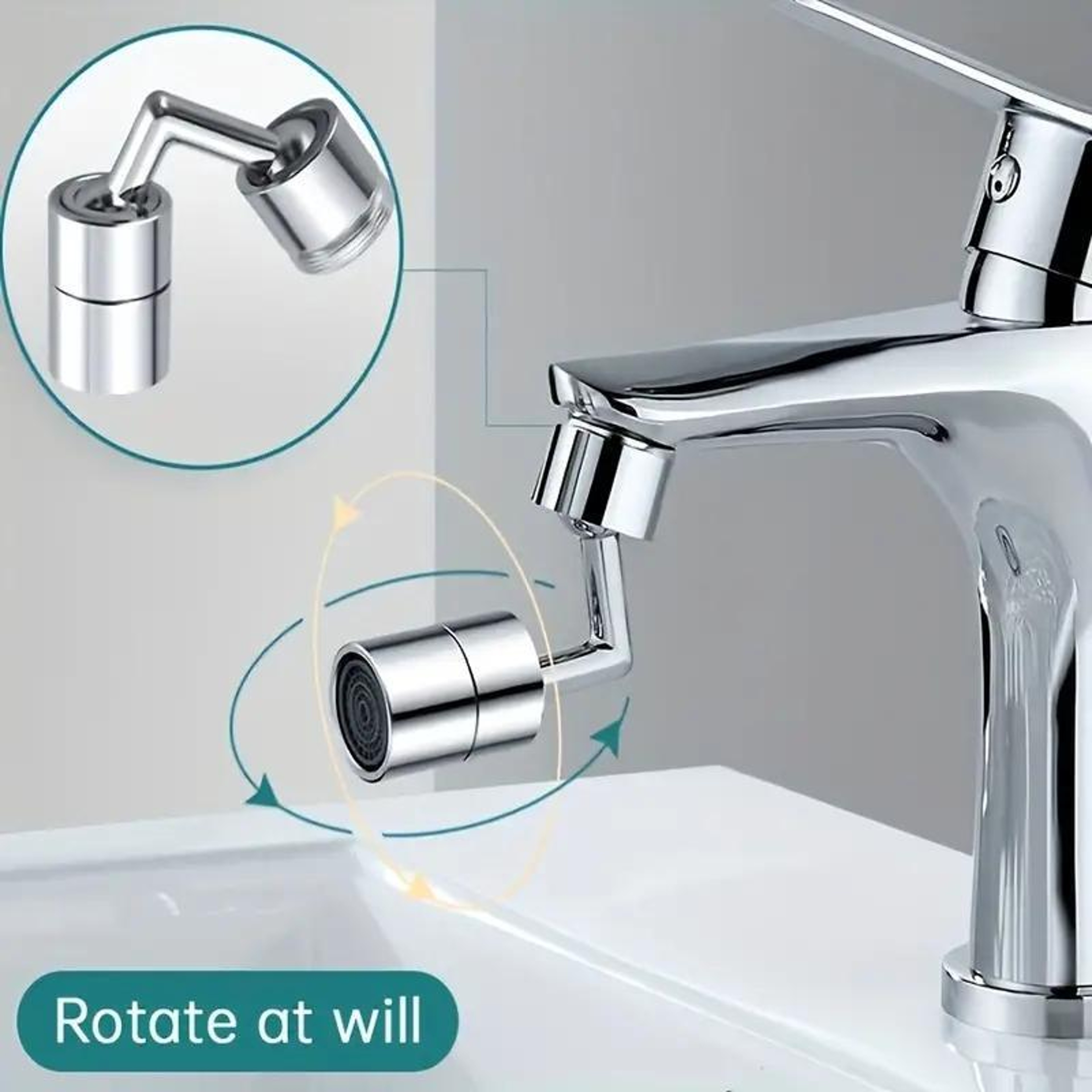 Rotating Faucet Bubbler Universal Splash Proof Faucet Extender for Kitchen & Bathroom – view 1