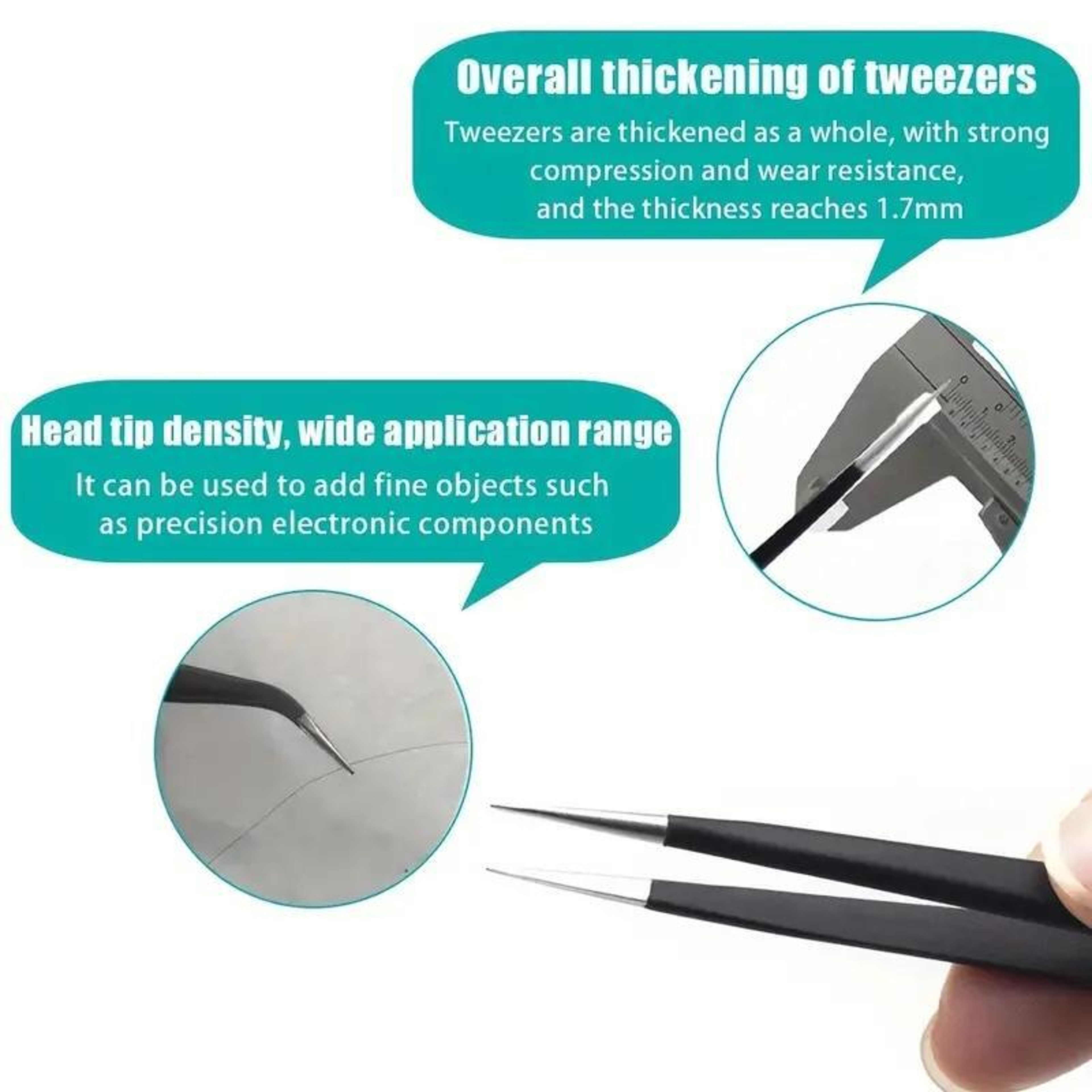 Precision Tweezers Set Anti Static ESD Stainless Steel Electronics Repair Tweezers Kit – view 3
