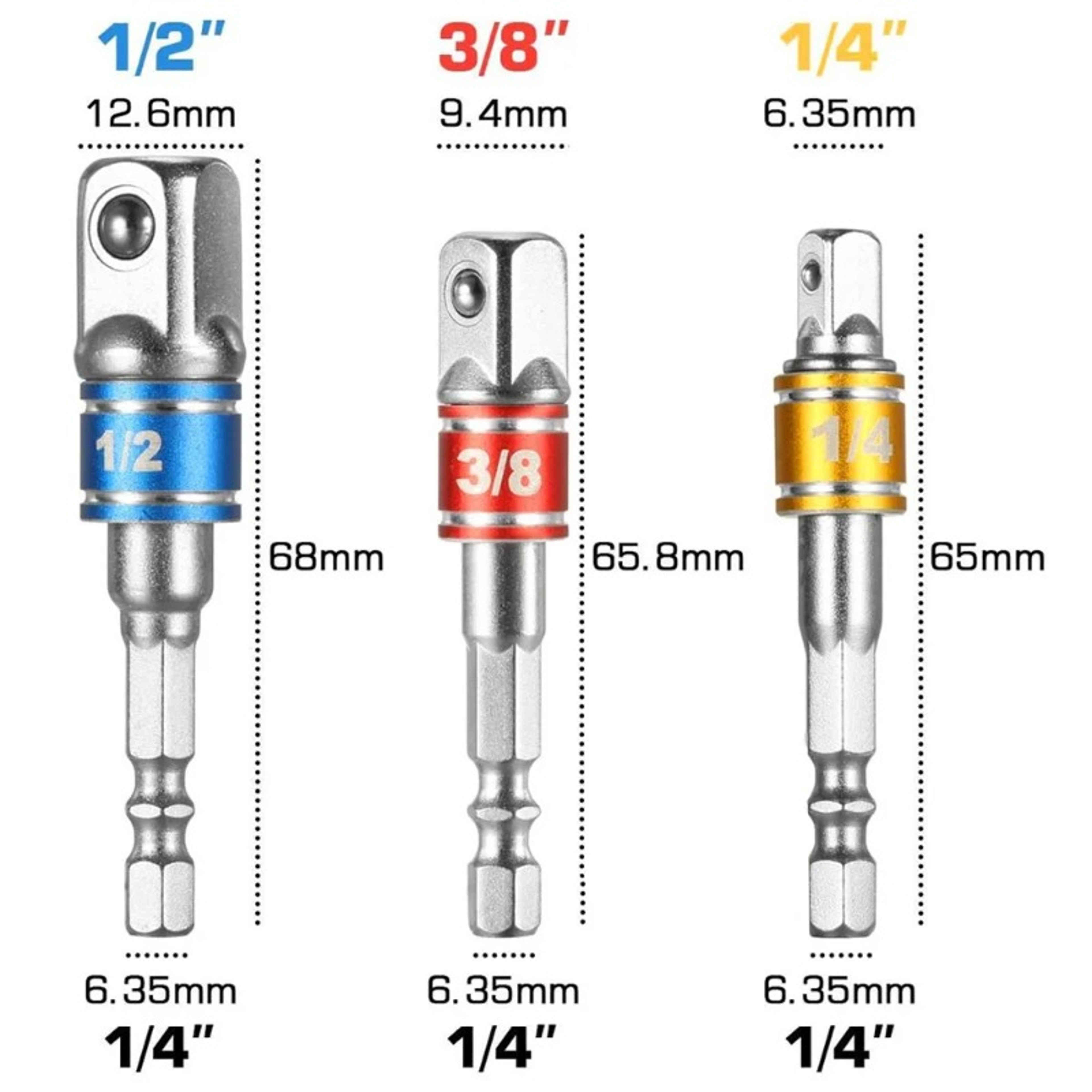 Impact Driver Socket Extension Adapter for Power Drill Hex to Square Wrench Converter – view 2