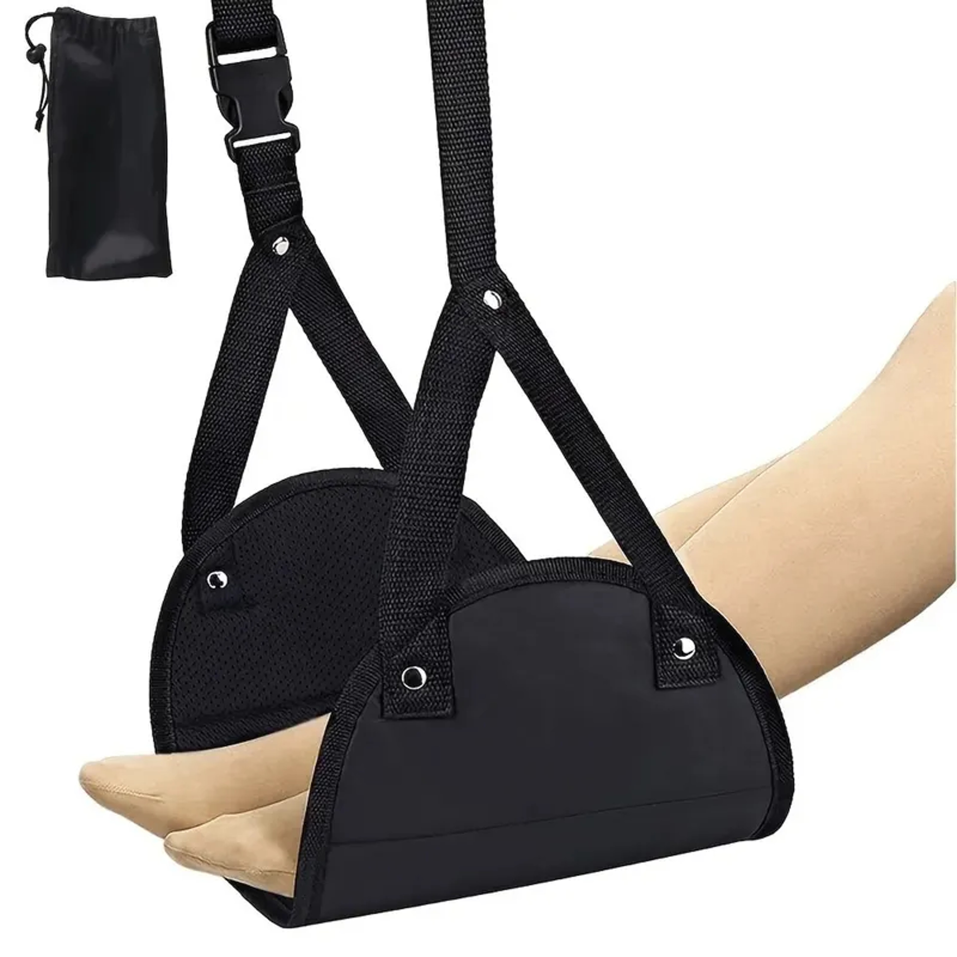 Portable Foot Hammock Travel Footrest Adjustable Airplane And Desk Comfort Rest 0