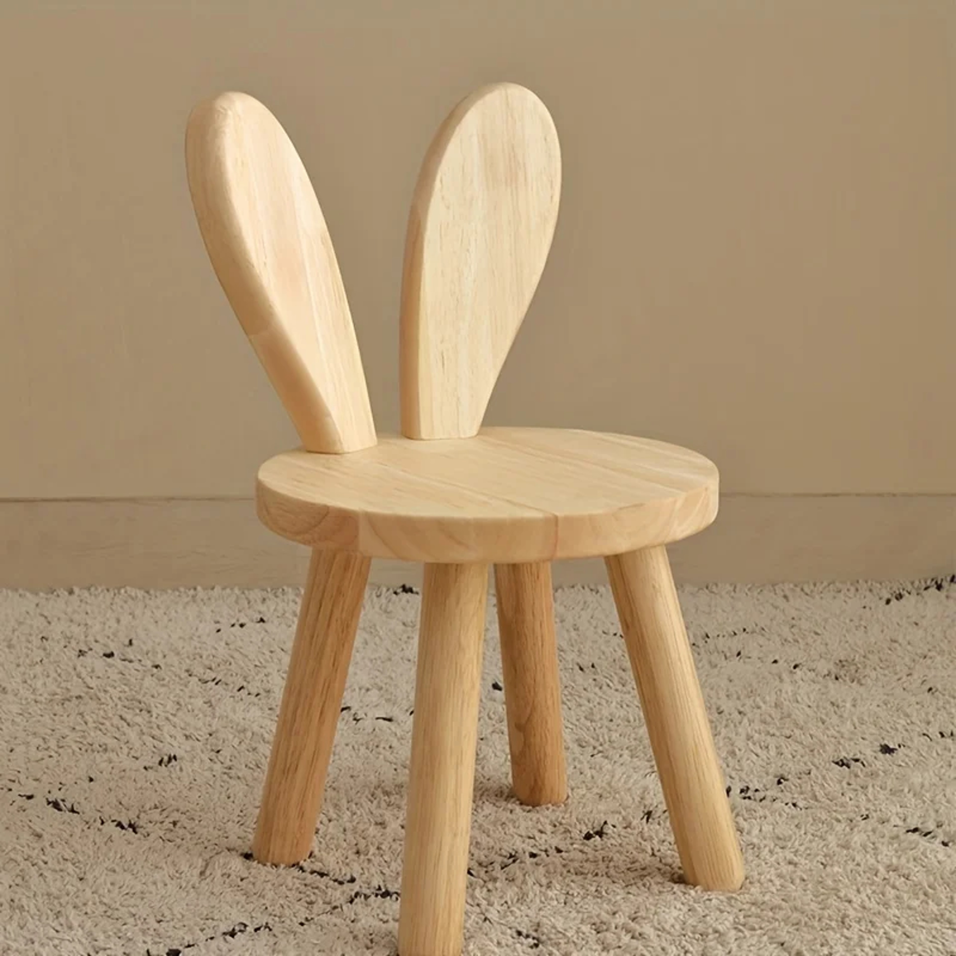 Cute Rabbit Ear Kids Wooden Stool Solid Wood Rabbit Ear Stool Decorative Children Chair – view 1