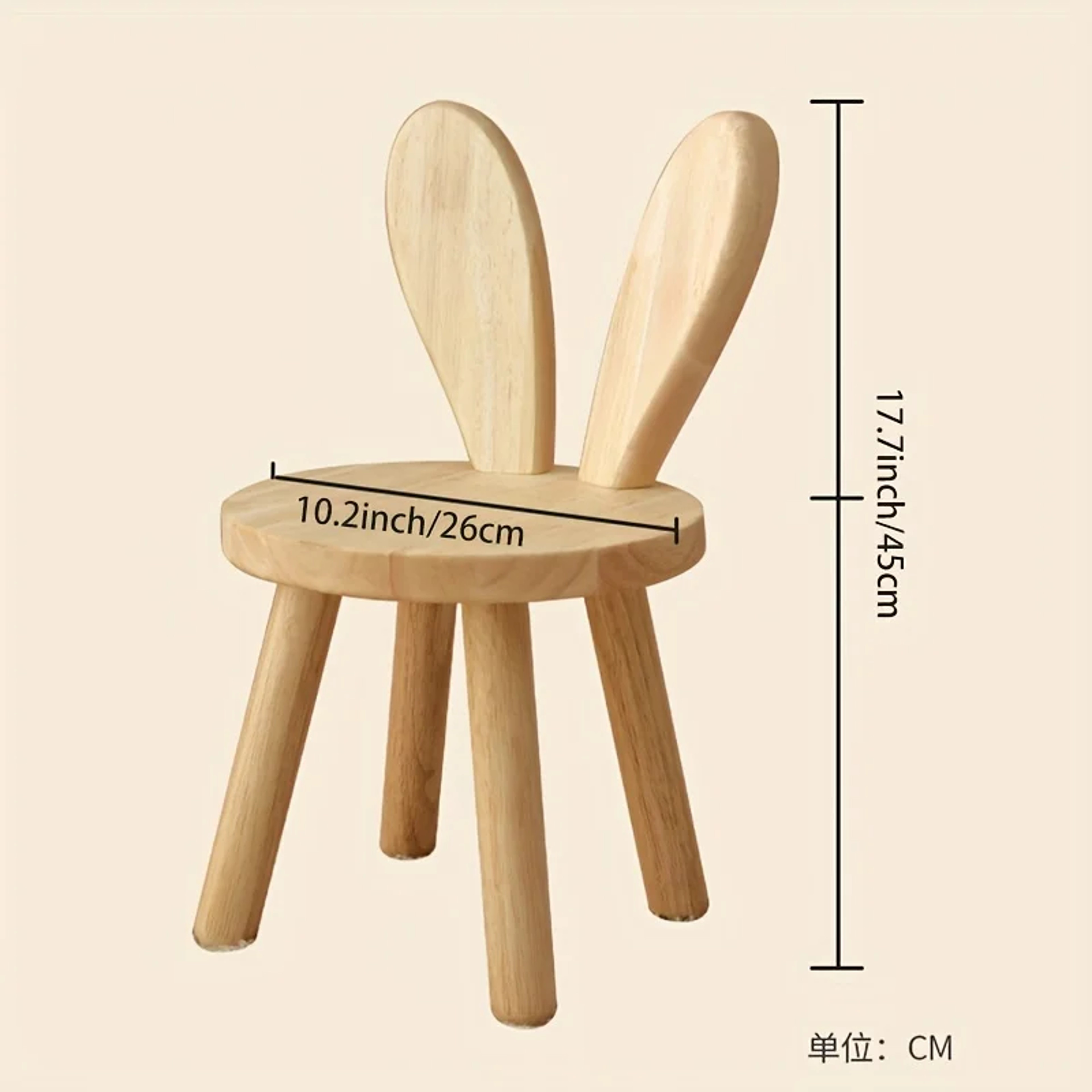 Cute Rabbit Ear Kids Wooden Stool Solid Wood Rabbit Ear Stool Decorative Children Chair – view 5