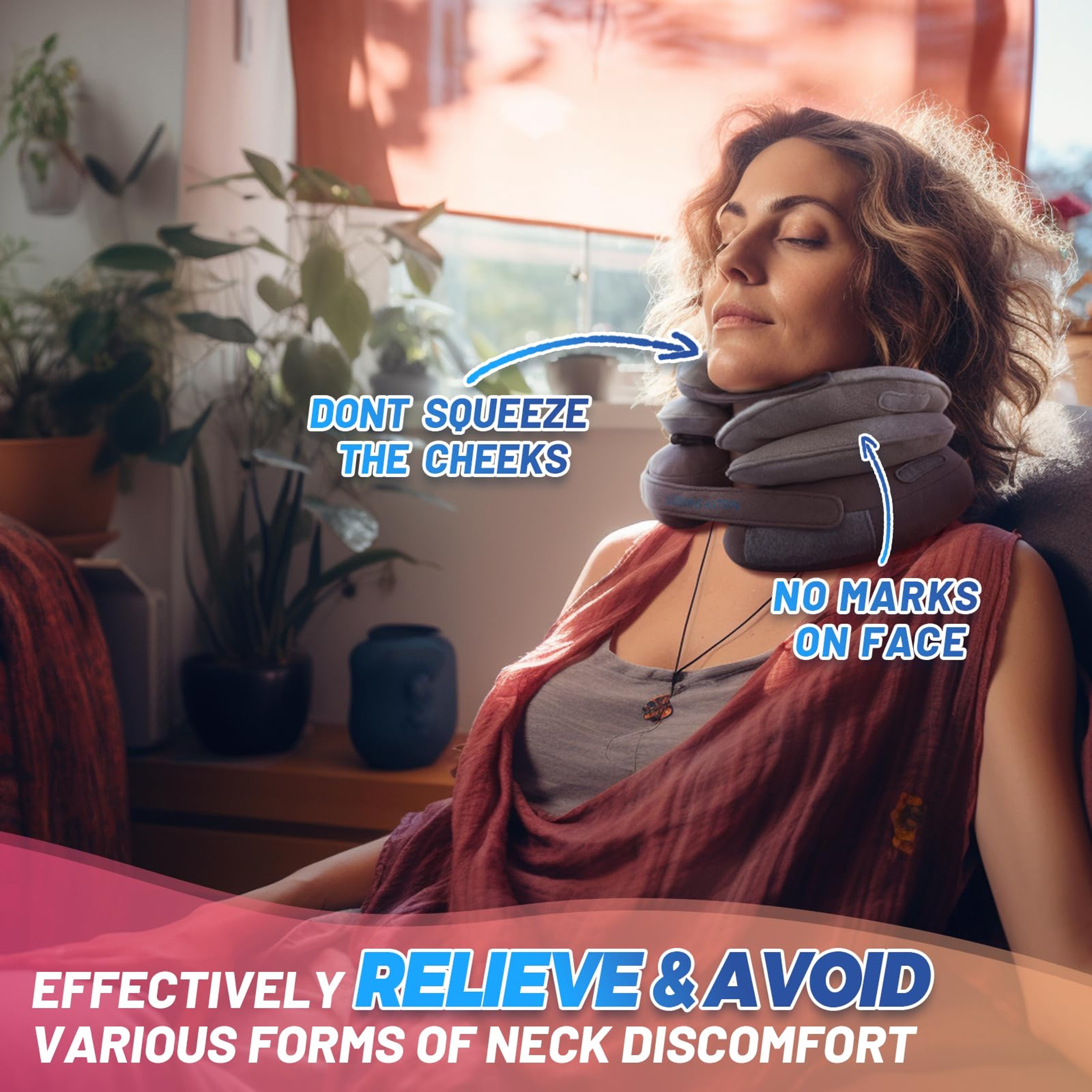 Cervical Neck Traction Device Inflatable Neck Stretcher Pillow For Instant Neck Decompression  Supp 4