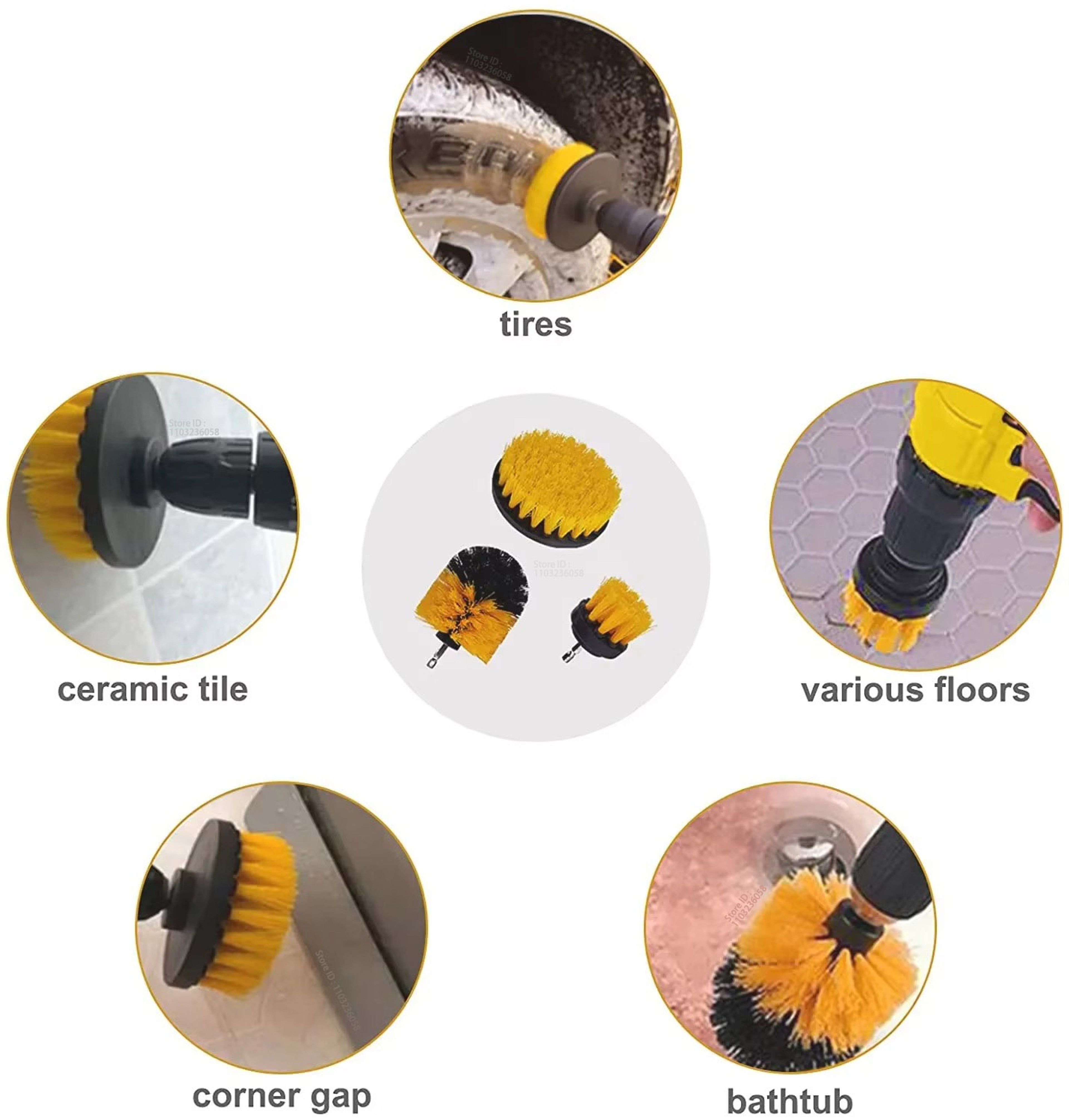 Car Detailing Brushes Kit For Auto Air Cleaning  Electric Drill Brush Automotive Cleaning Tools For 3