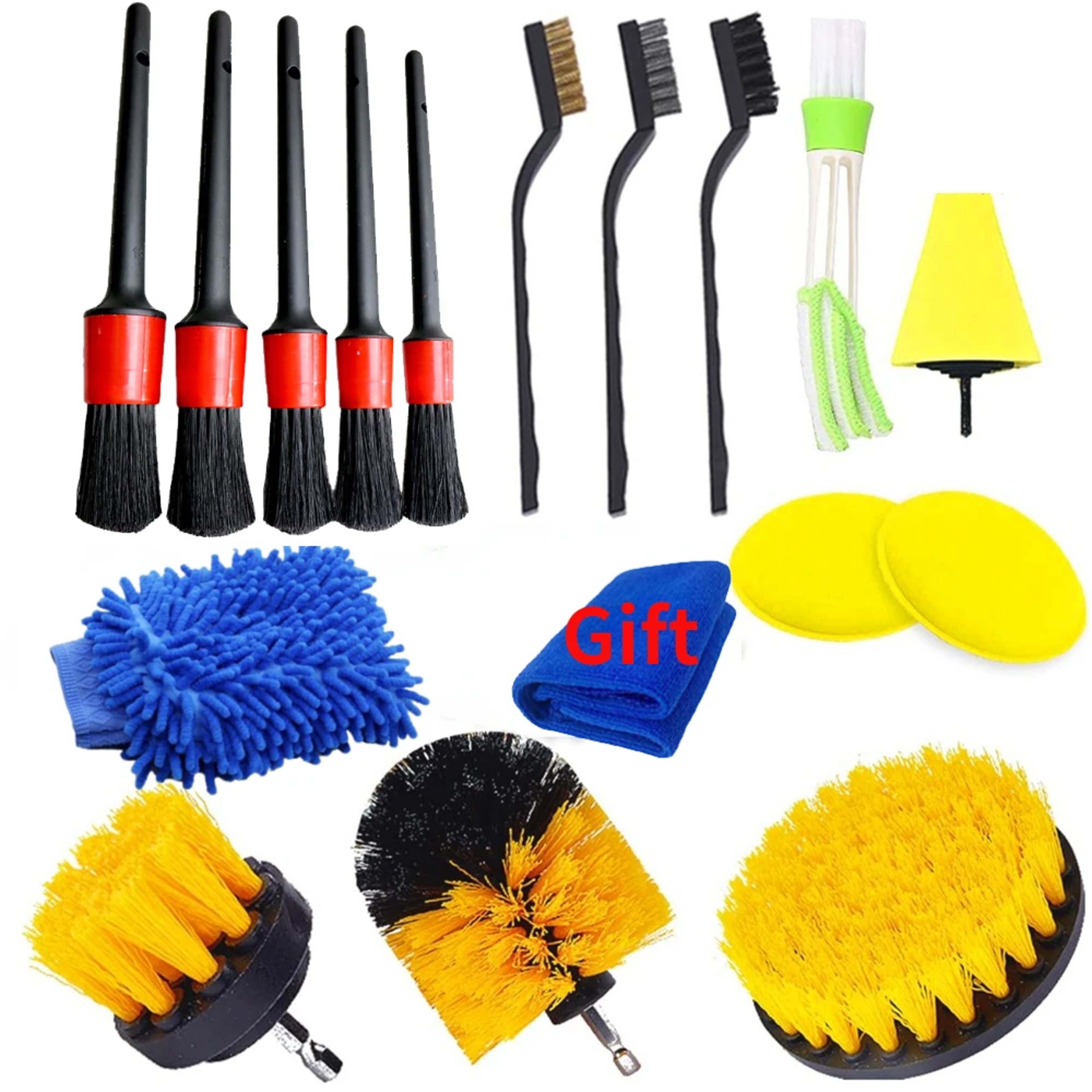 Car Detailing Brushes Kit For Auto Air Cleaning  Electric Drill Brush Automotive Cleaning Tools For 6