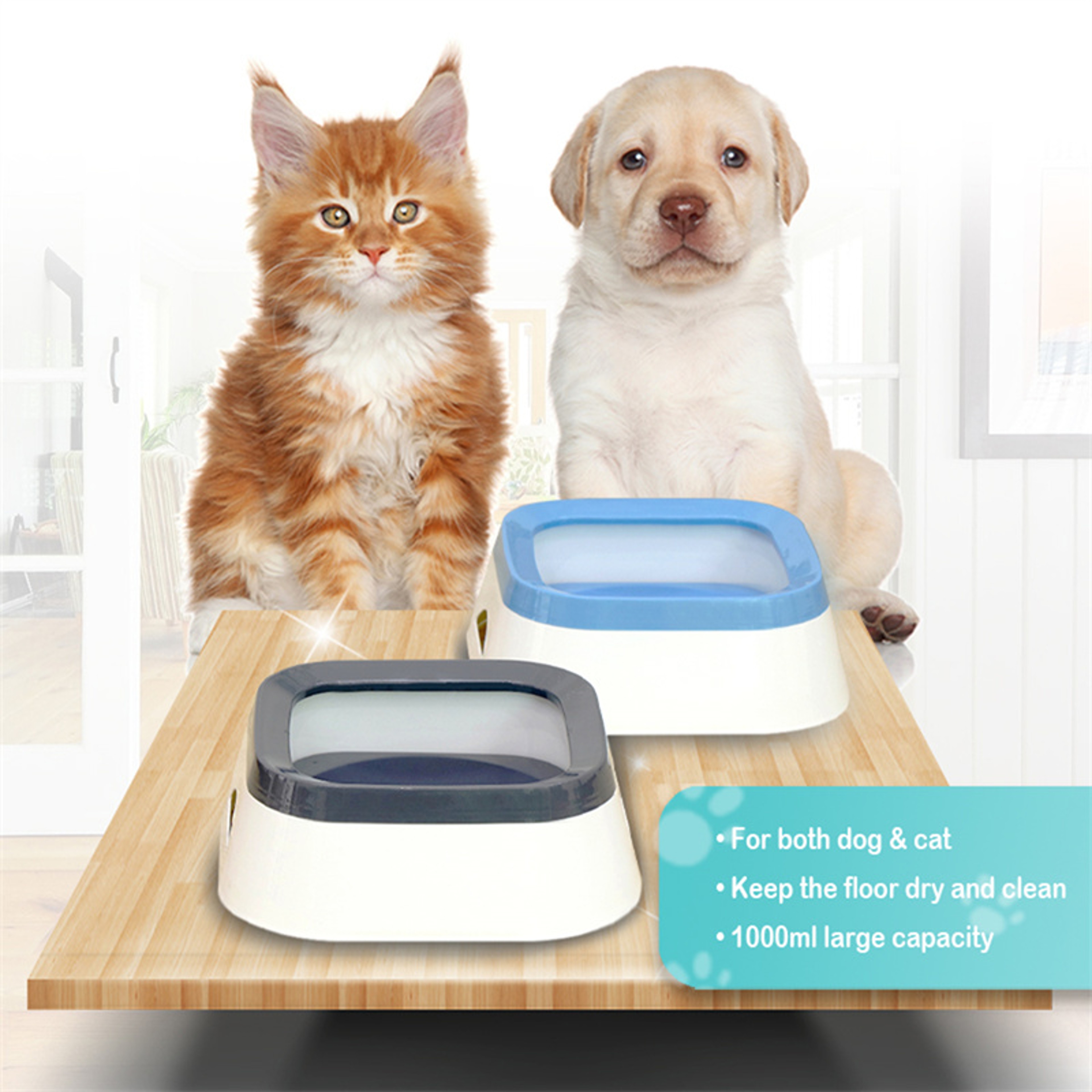 AntiSplash Water Bowl For Dogs  Cats Large Capacity Drinker For Puppies  Pets 2