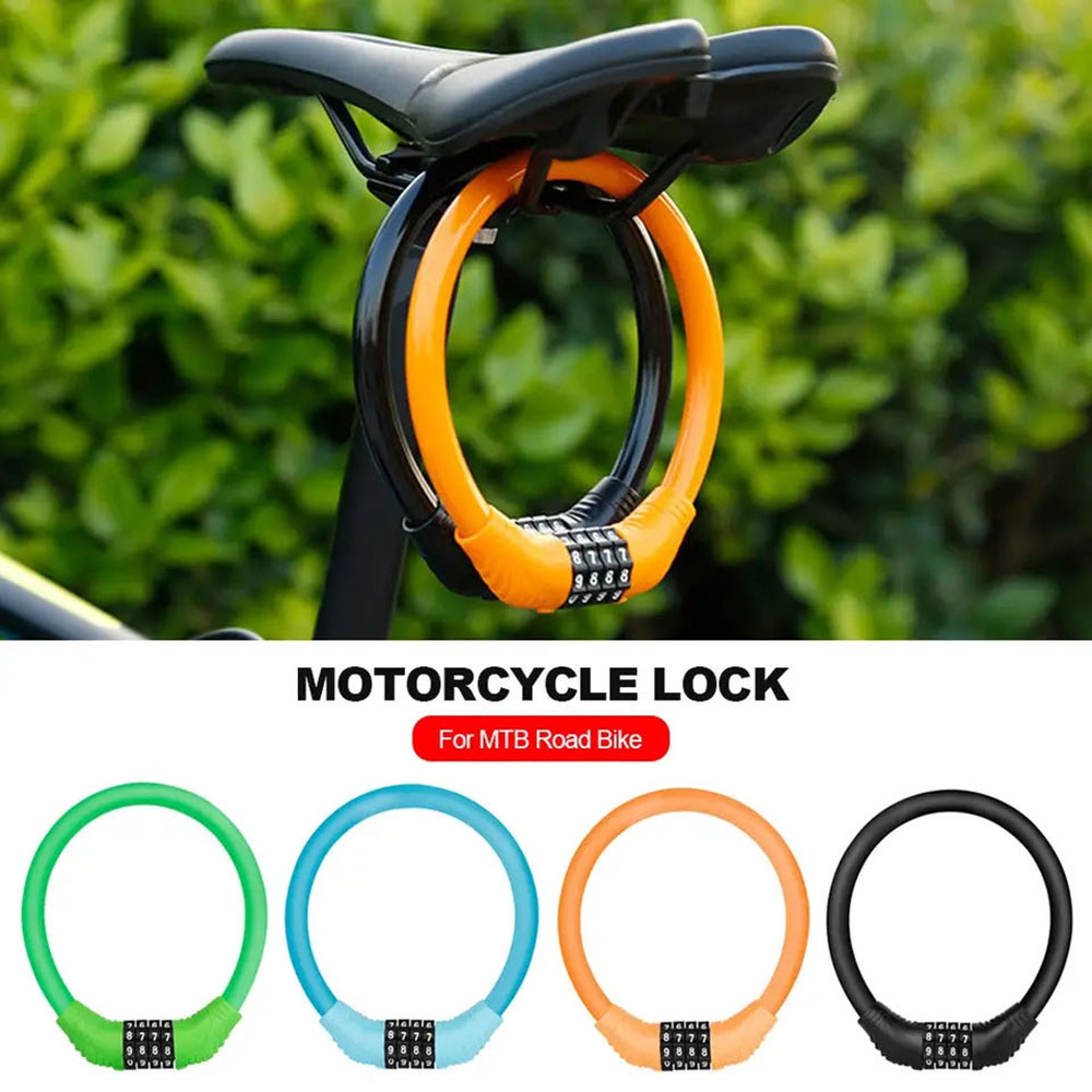 Portable Digital Code Anti-Theft Bicycle Cable Lock Stainless Steel Security Combination Padlock – view 1