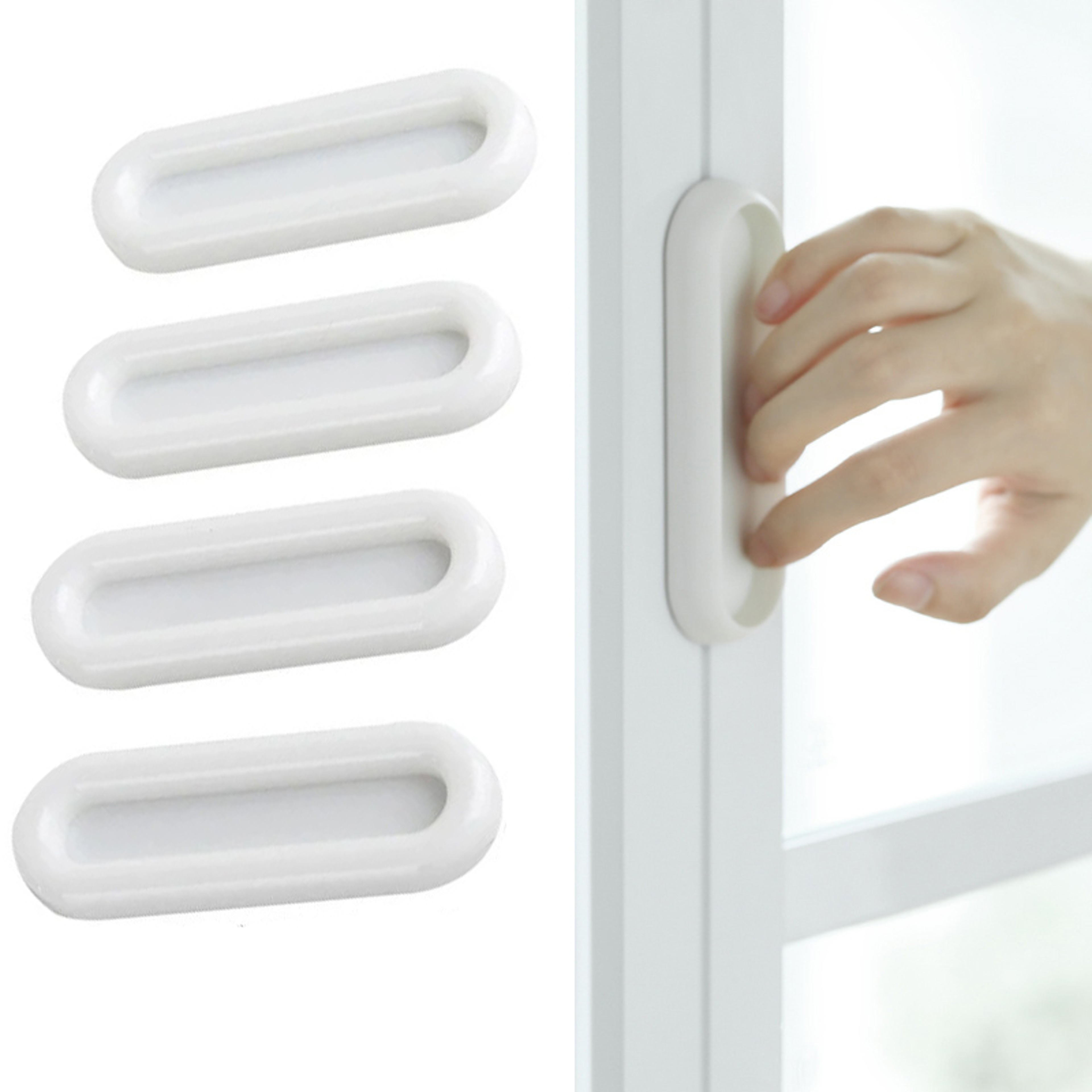 SelfAdhesive Oval Door Knobs For Interior Doors  Cabinets NonSlip Grip Handles For Glass Windows  D 0