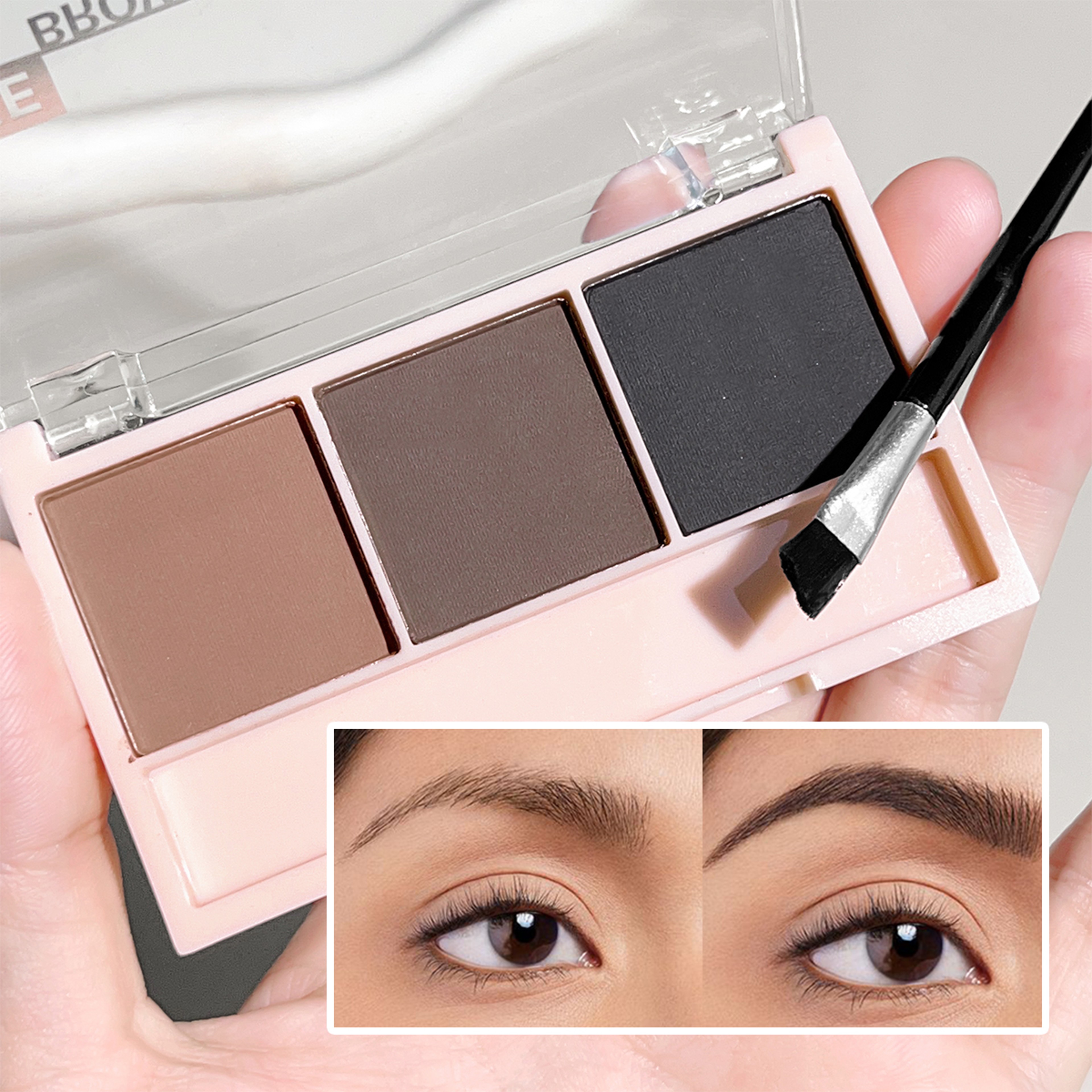 Brow Powder Set With Brush Longlasting Contour Makeup For Natural ThreeDimensional Brows 4