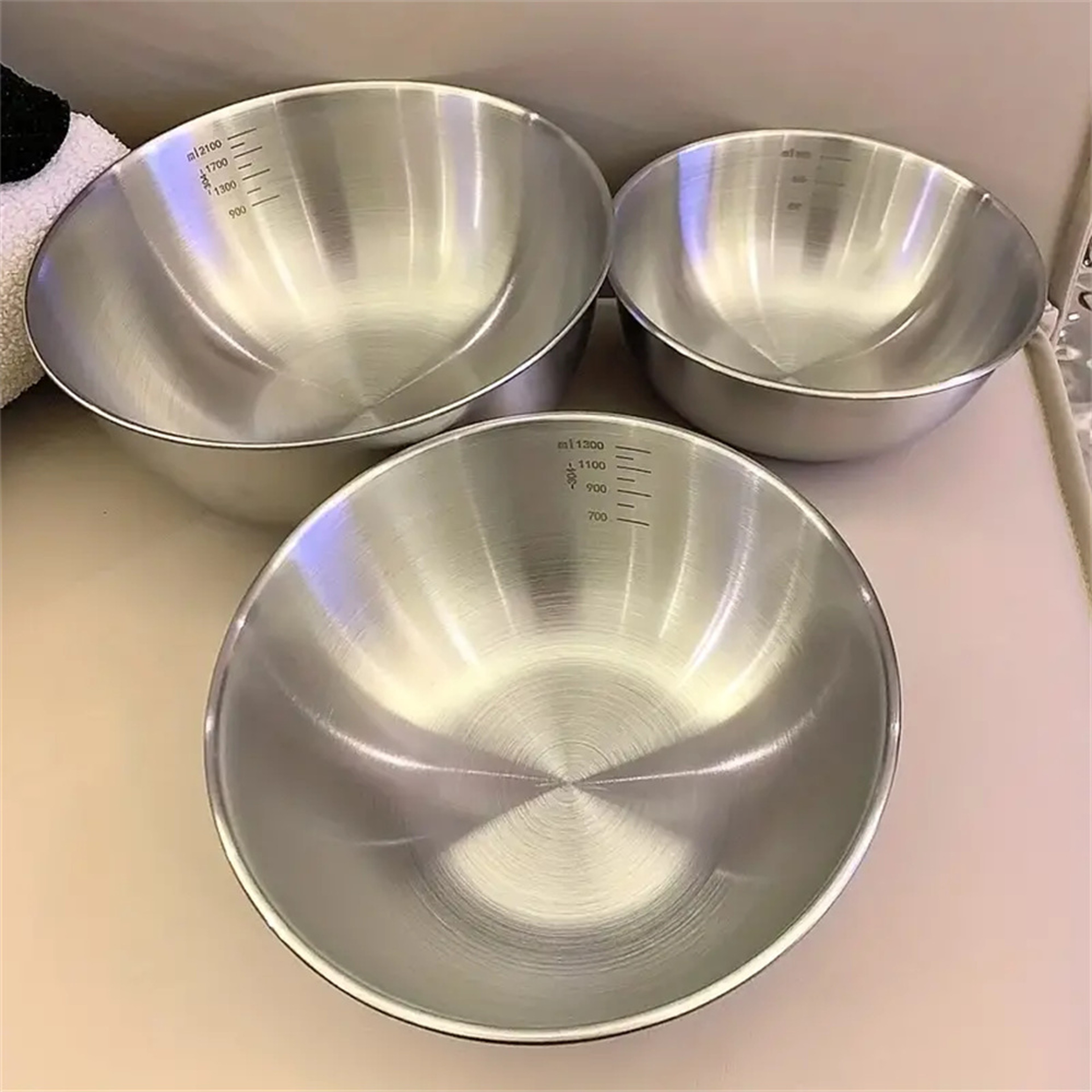Stainless Steel Mixing Bowl Set With Scale For Cooking  Baking Large Capacity Storage Bowls For Kit 0